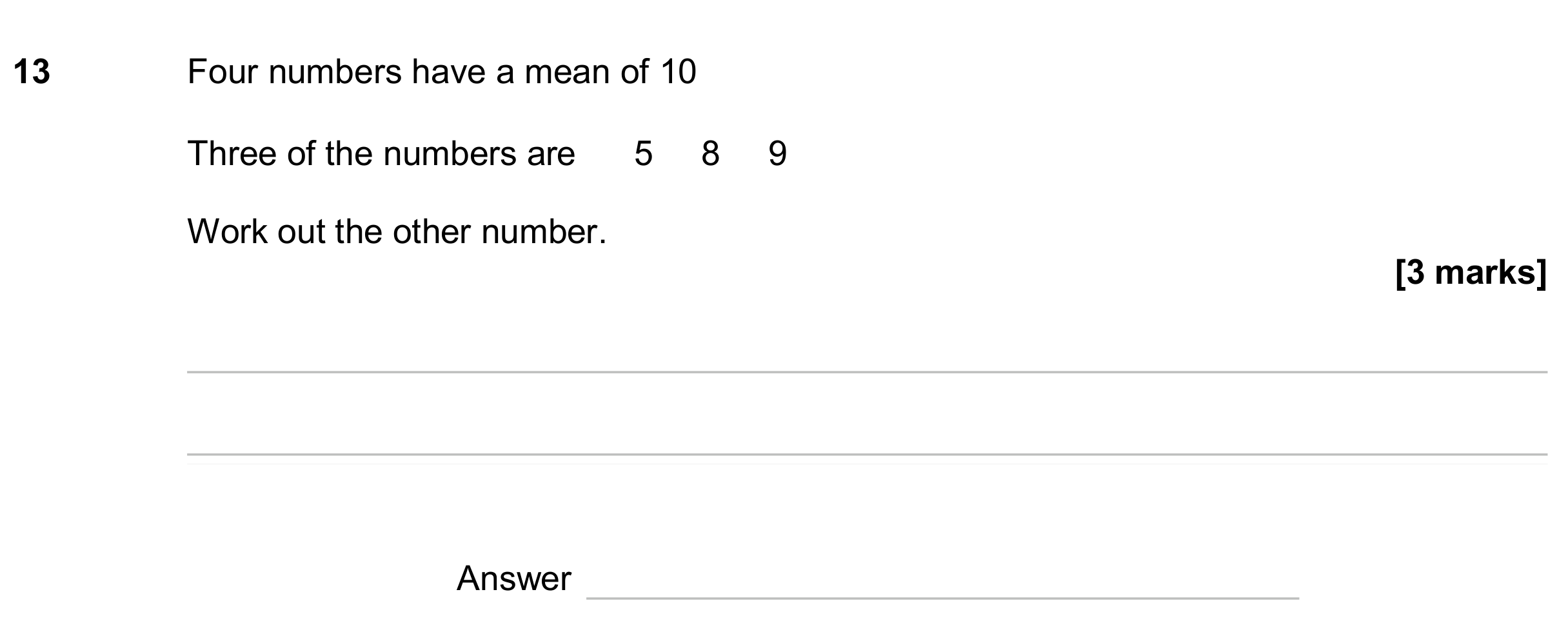 Question 13 — Mean/Median/Mode/Range — AQA GCSE June 2024