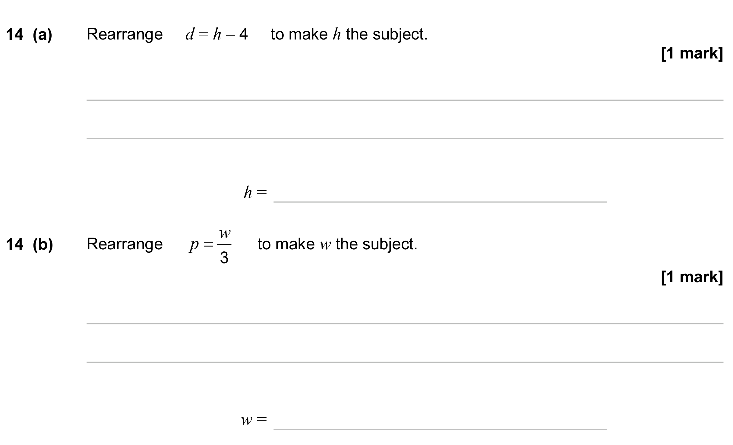 Question 14 — Formulae — AQA GCSE June 2024
