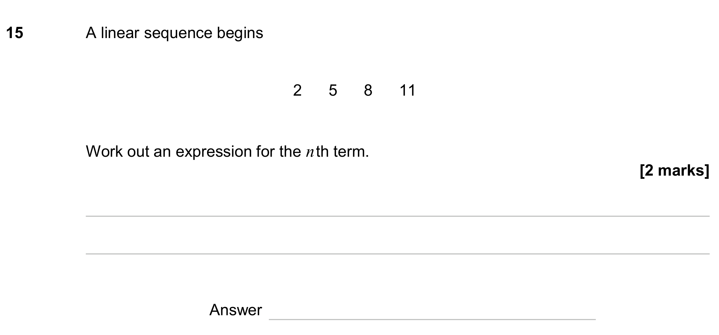 Question 15 — Sequences — AQA GCSE June 2024