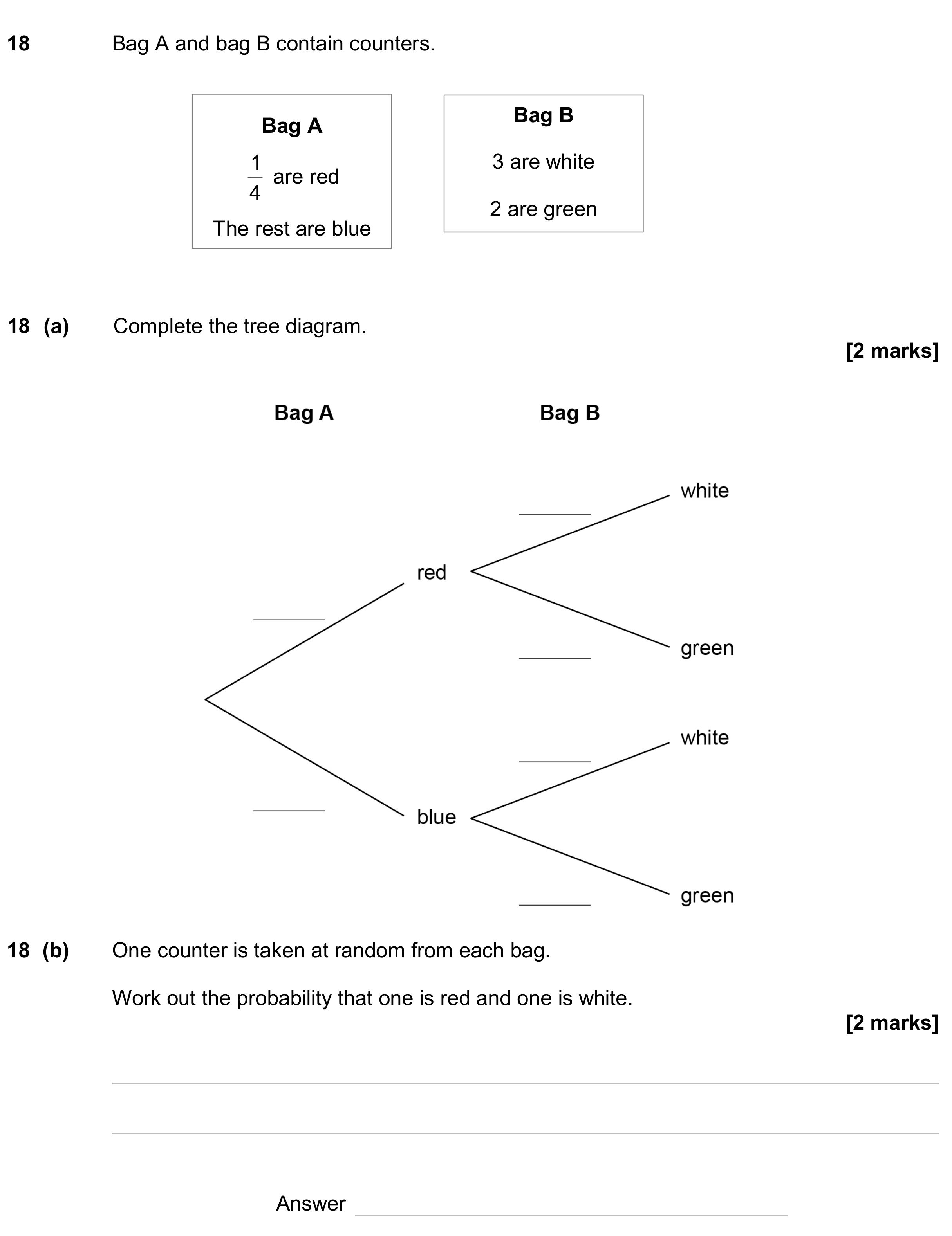 Question 18 — Probability — AQA GCSE June 2024