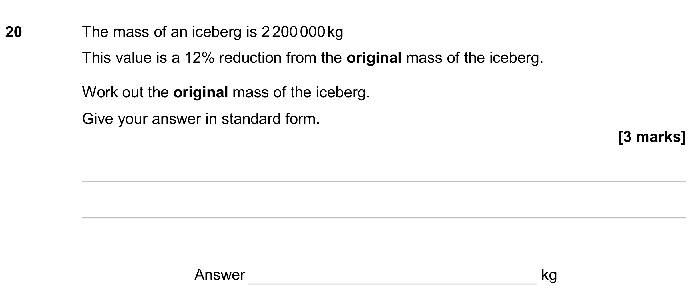 Question 20 — Percentages — AQA GCSE June 2024
