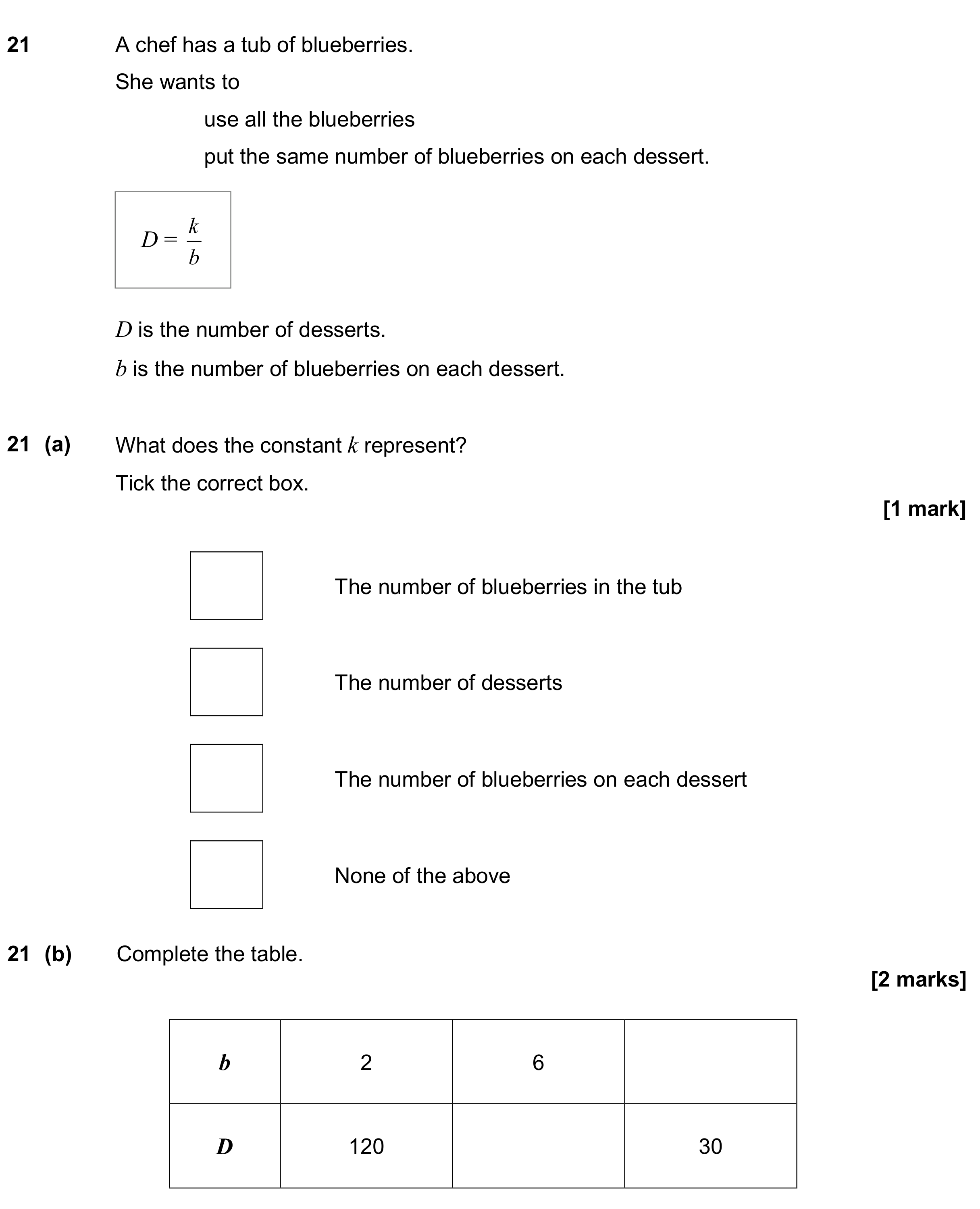 Question 21 — Formulae — AQA GCSE June 2024