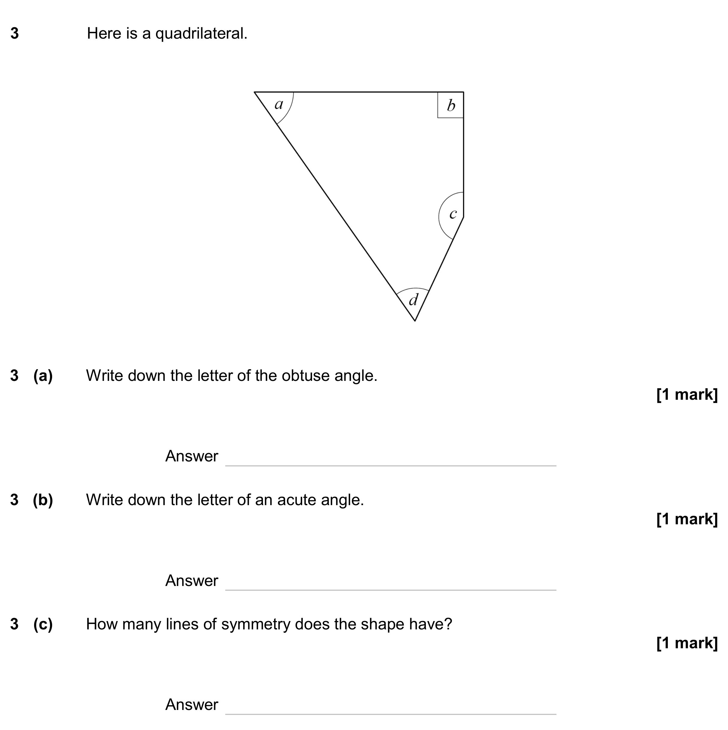 Question 3 — Angles, Symmetry — AQA GCSE June 2024