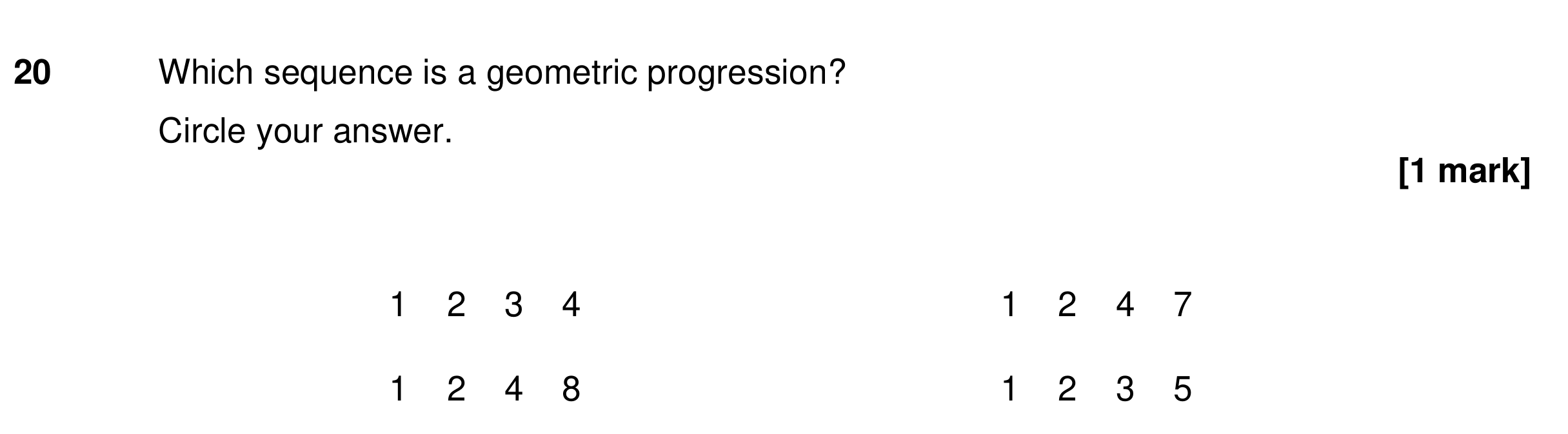 Question 20 — Sequences — AQA GCSE Specimen