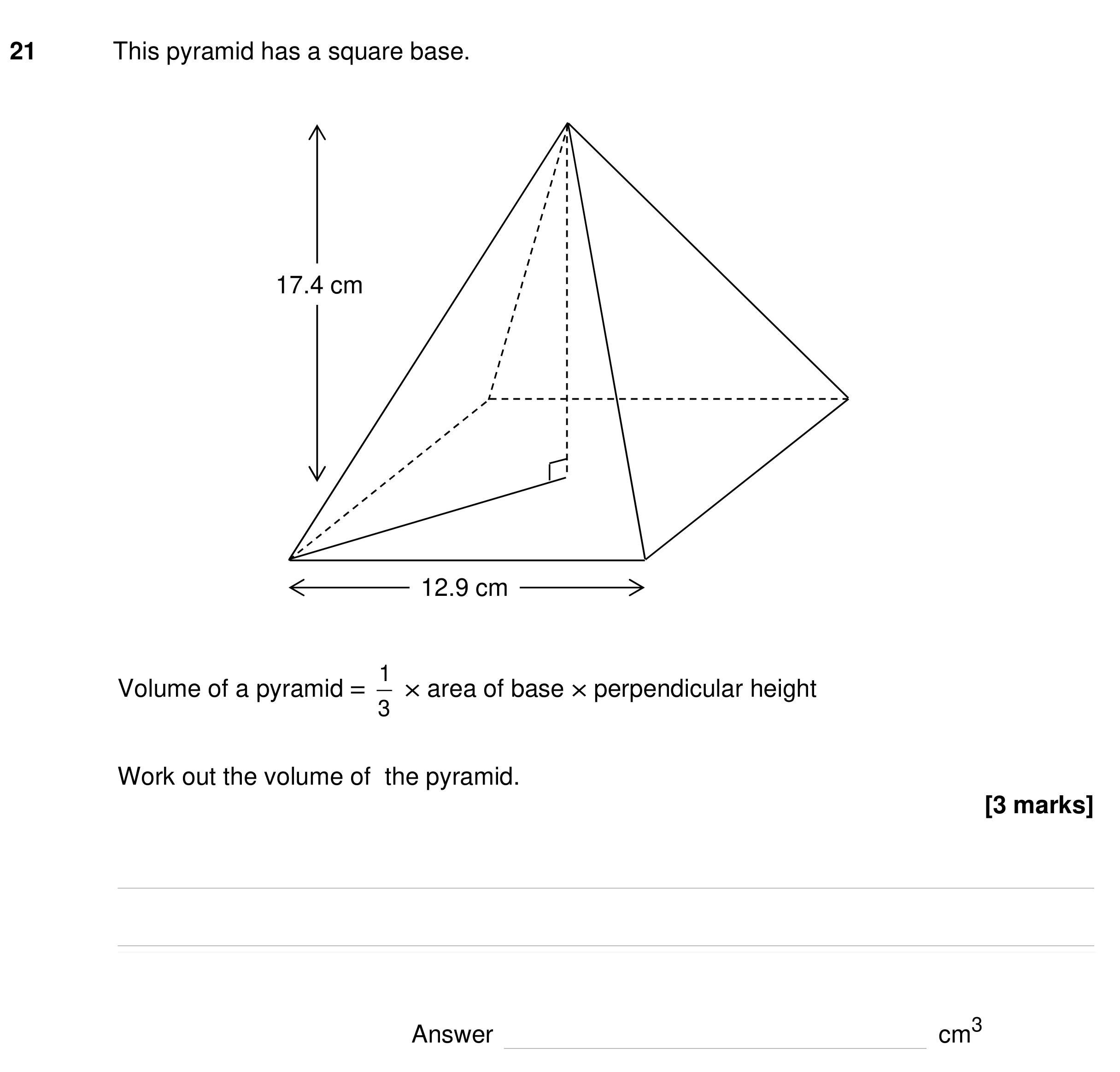 Question 21 — Surface Area and Volume — AQA GCSE Specimen