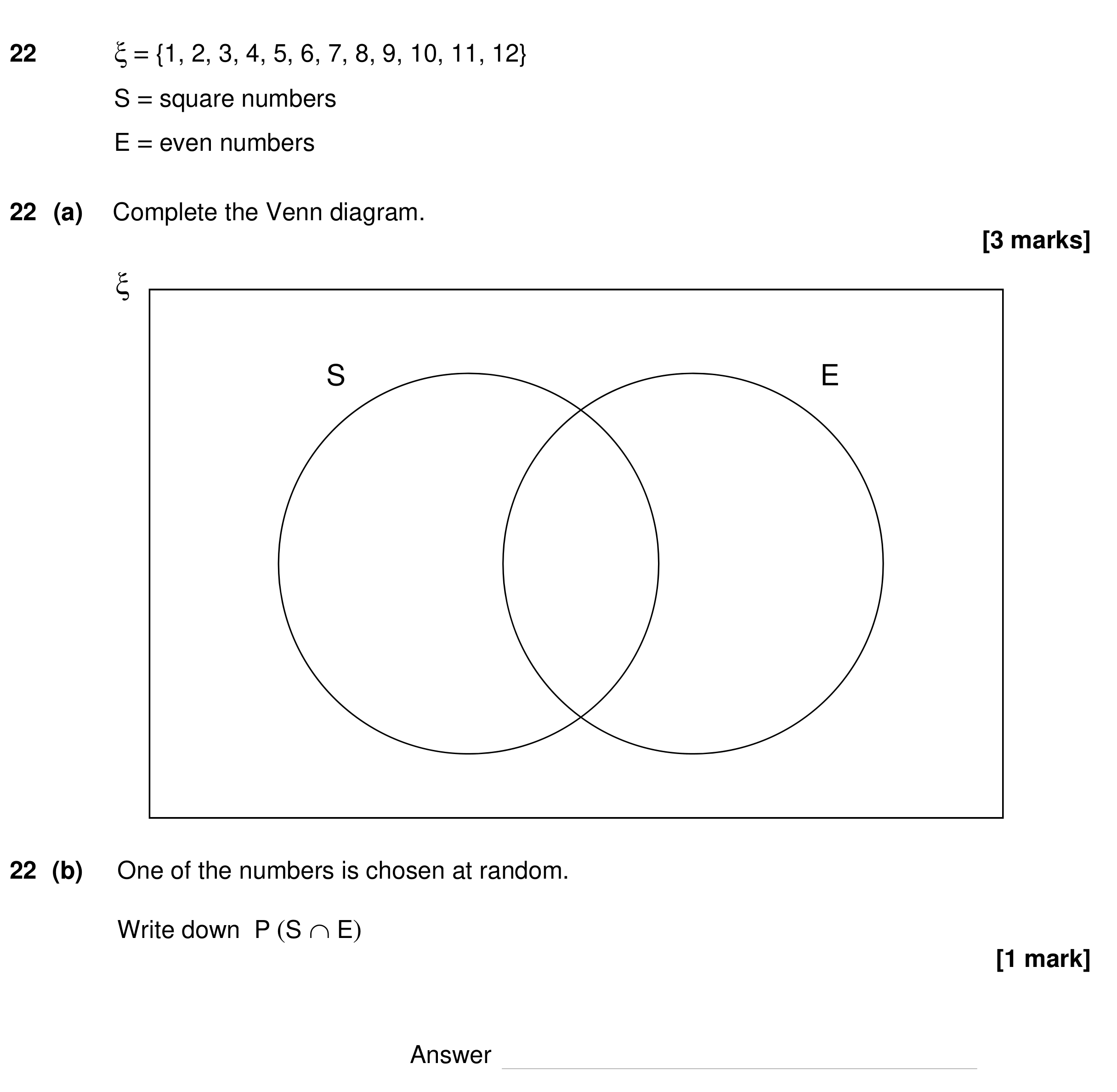 Question 22 — Venn Diagram — AQA GCSE Specimen
