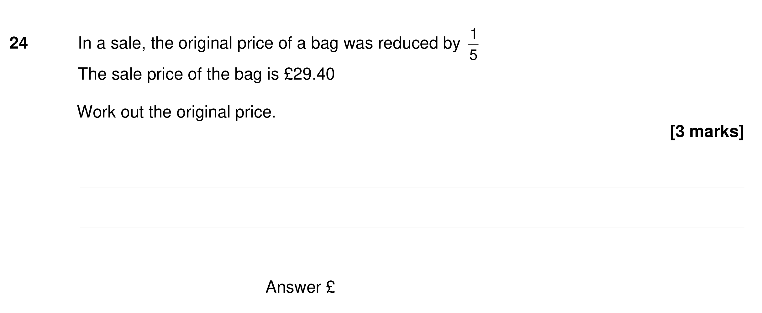 Question 24 — Fractions — AQA GCSE Specimen