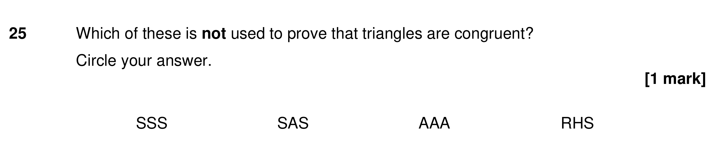 Question 25 — Congruence and Similarity — AQA GCSE Specimen