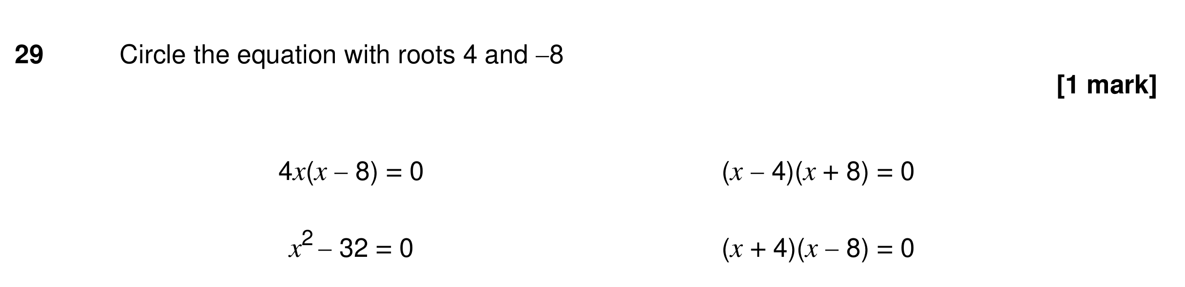 Question 29 — Quadratic Equations — AQA GCSE Specimen