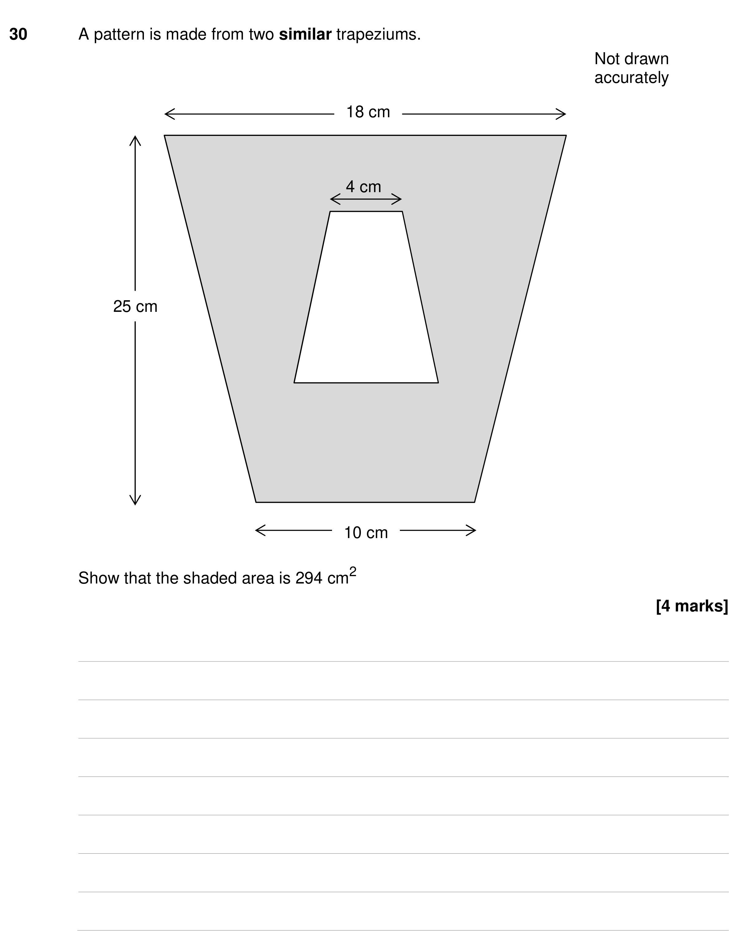 Question 30 — Perimeter and Area, Congruence and Similarity — AQA GCSE Specimen