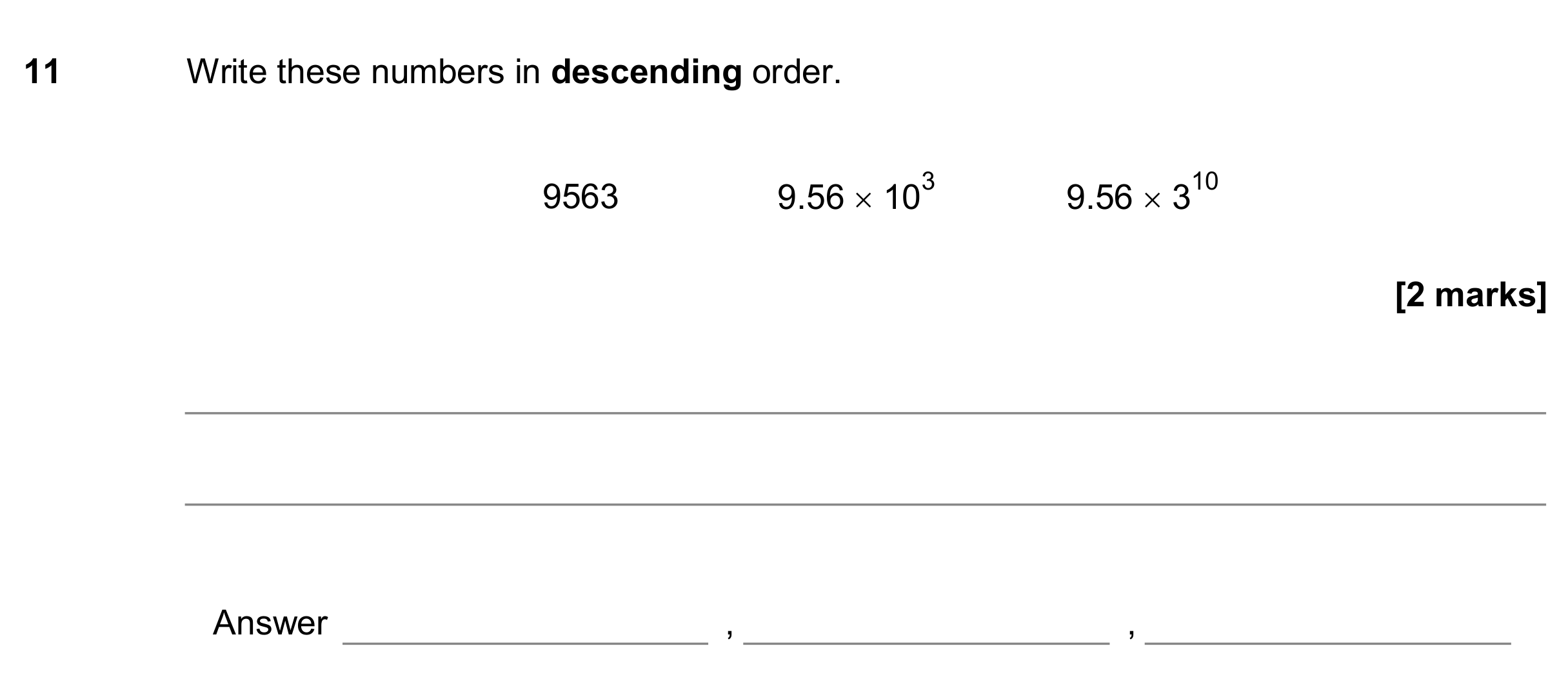 Question 11 — Standard Form — AQA GCSE June 2017