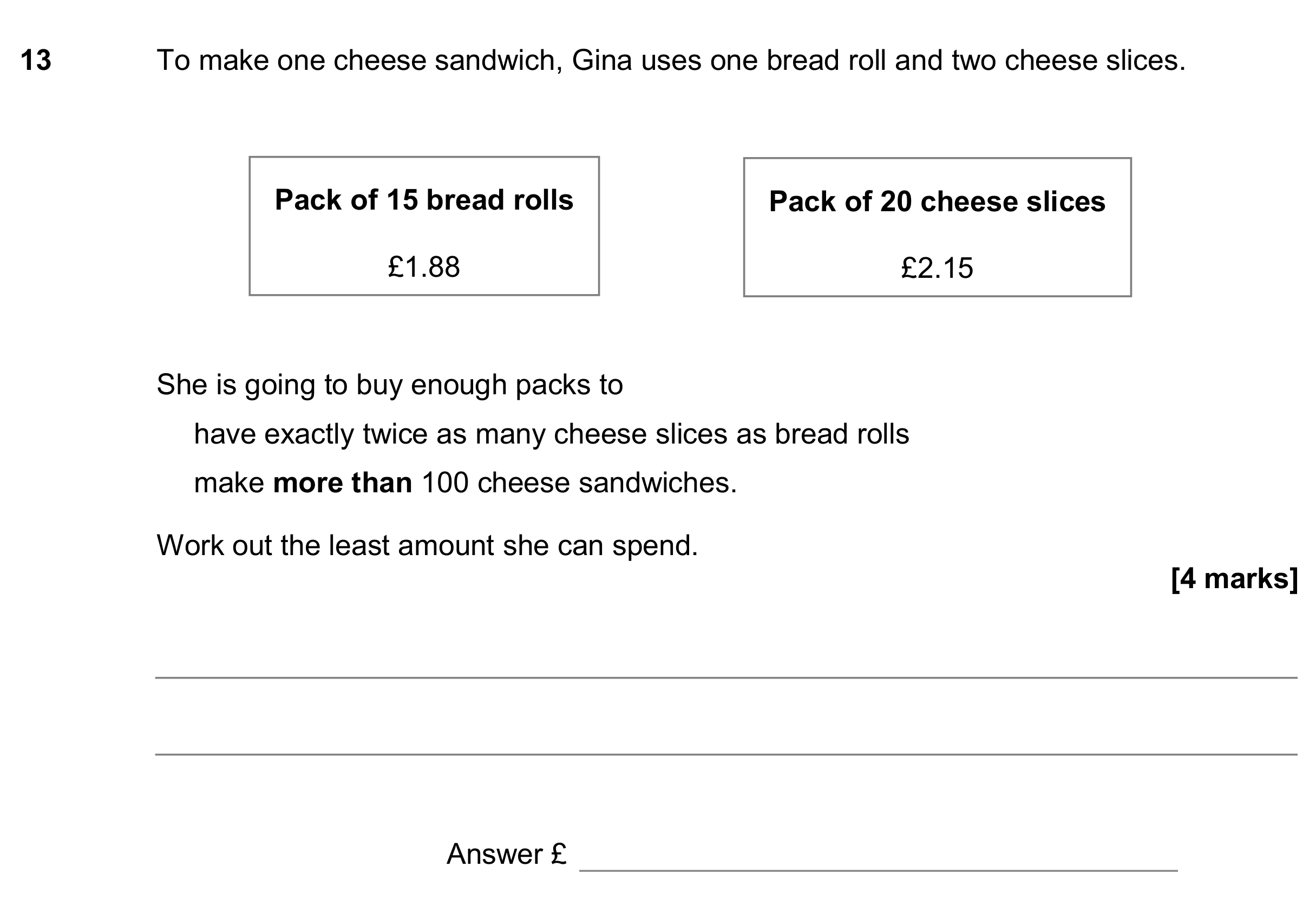 Question 13 — Money Problems — AQA GCSE June 2017