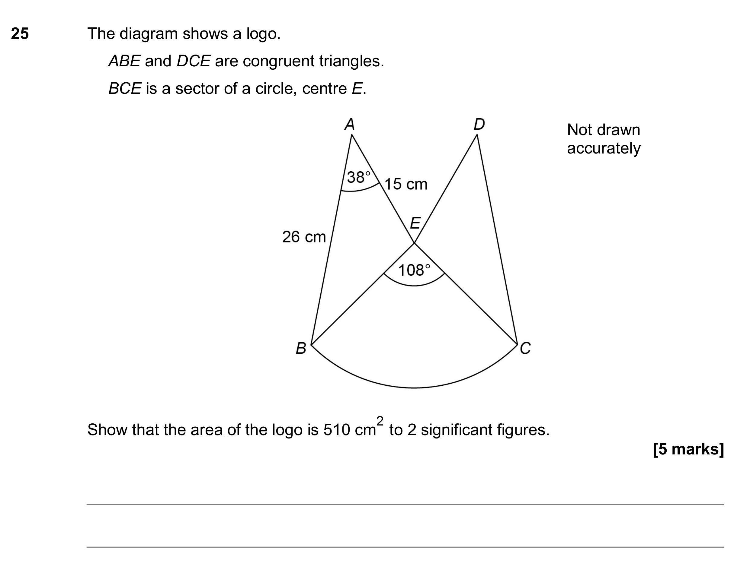 Question 25 — Perimeter and Area, Sine/Cosine Rule, Sectors — AQA GCSE June 2017