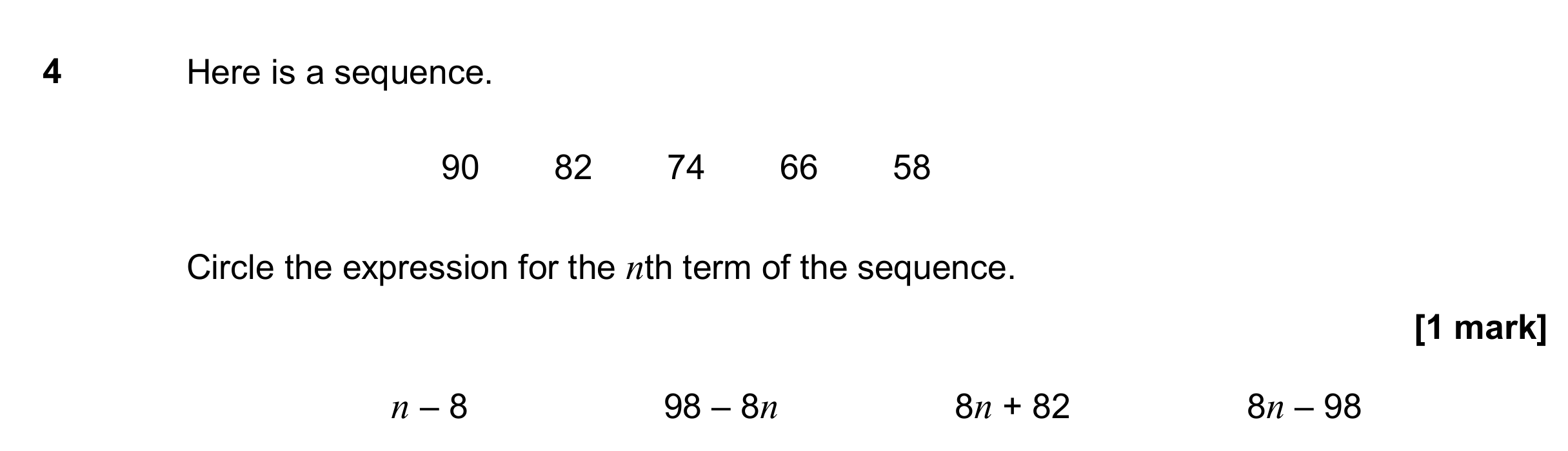 Question 4 — Sequences — AQA GCSE June 2017