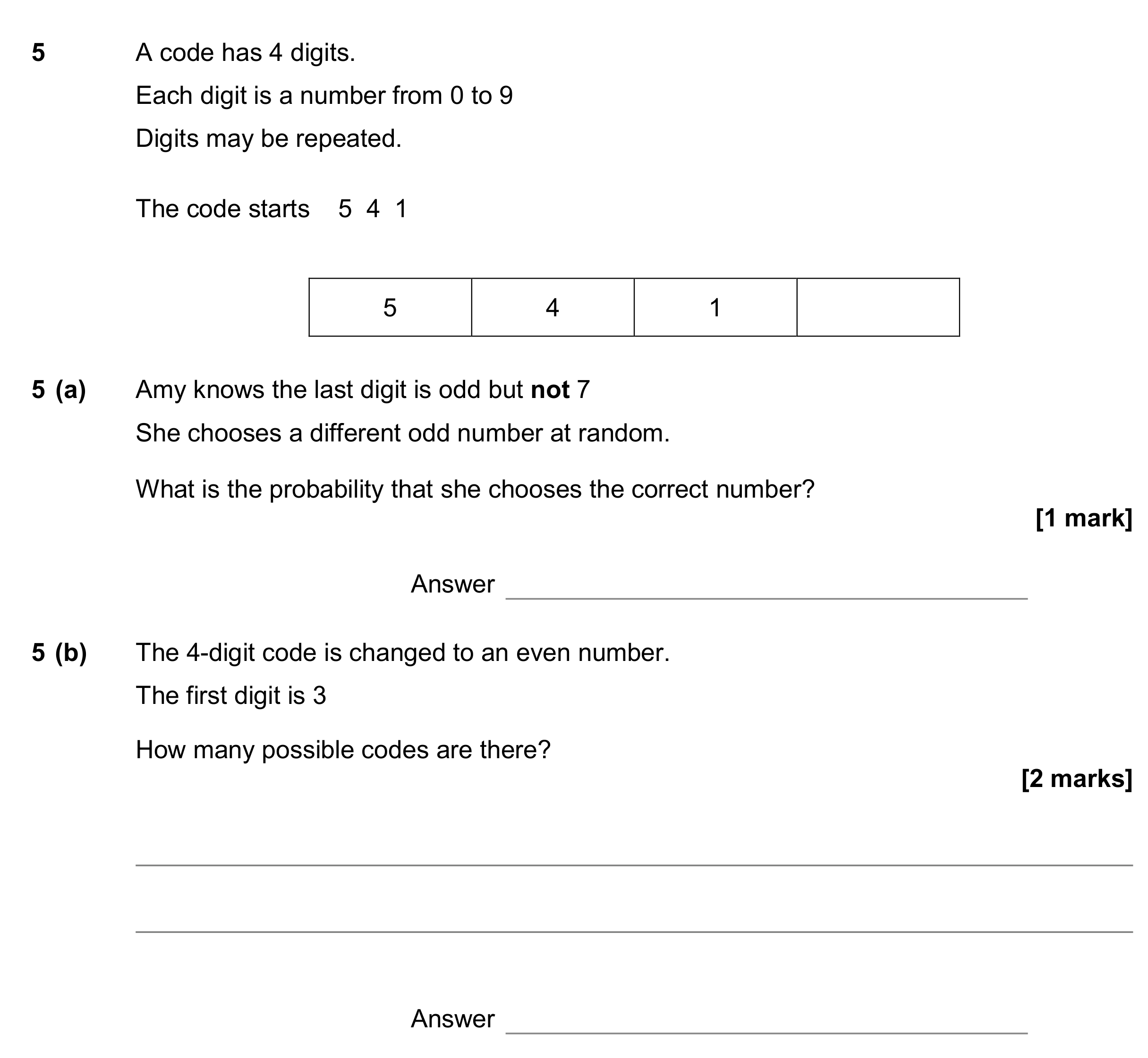Question 5 — Probability, Combinations — AQA GCSE June 2017