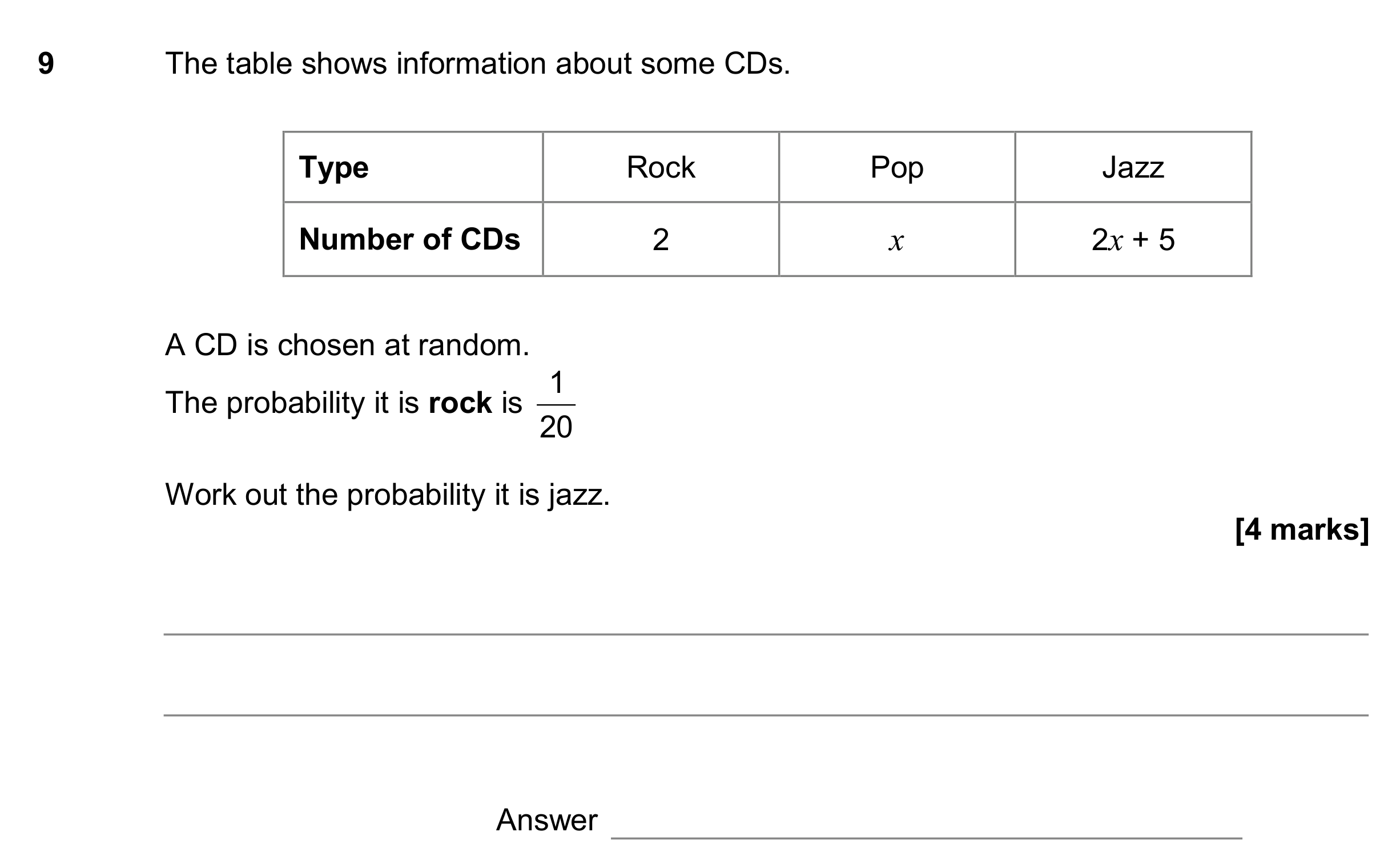 Question 9 — Probability — AQA GCSE June 2017