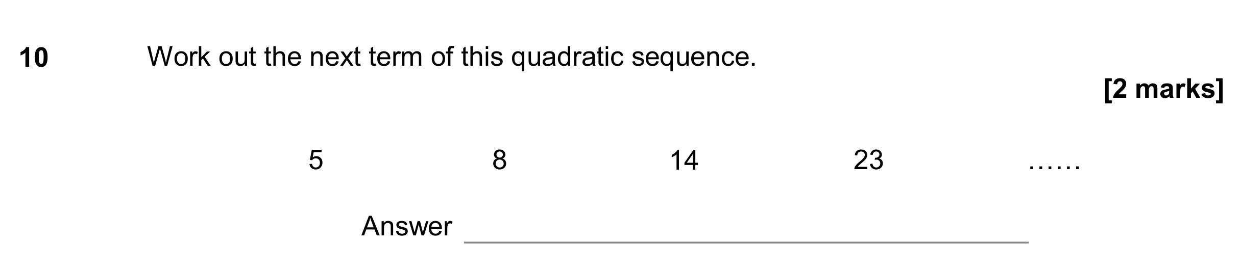 Question 10 — Sequences — AQA GCSE November 2017