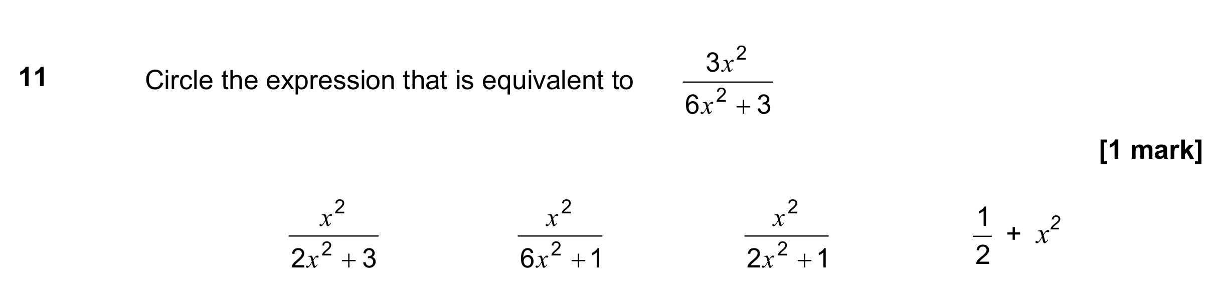 Question 11 — Algebra Fractions — AQA GCSE November 2017