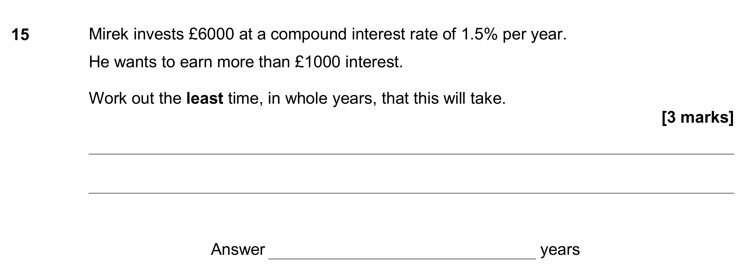 Question 15 — Compound Interest — AQA GCSE November 2017