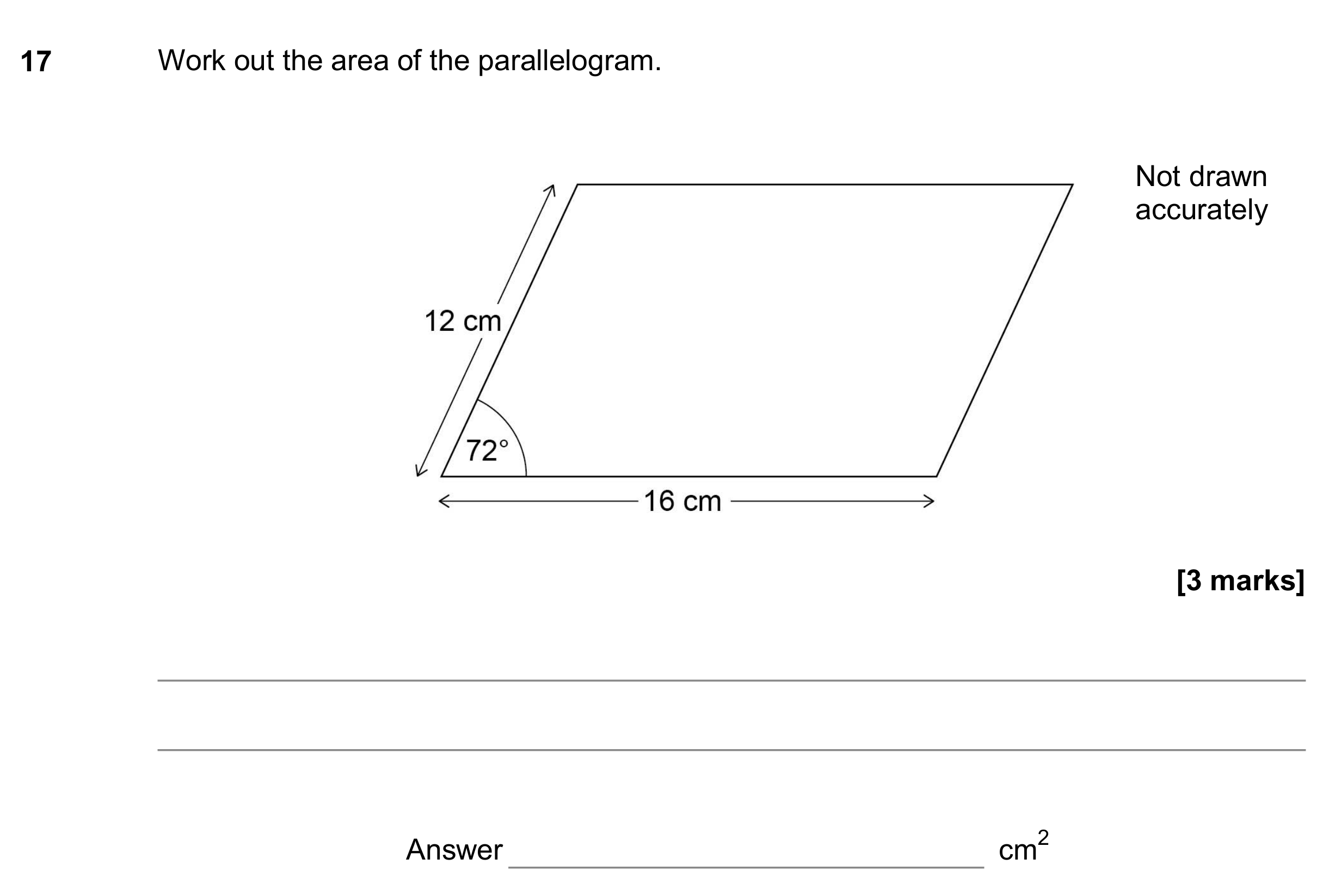 Question 17 — Sine/Cosine Rule — AQA GCSE November 2017