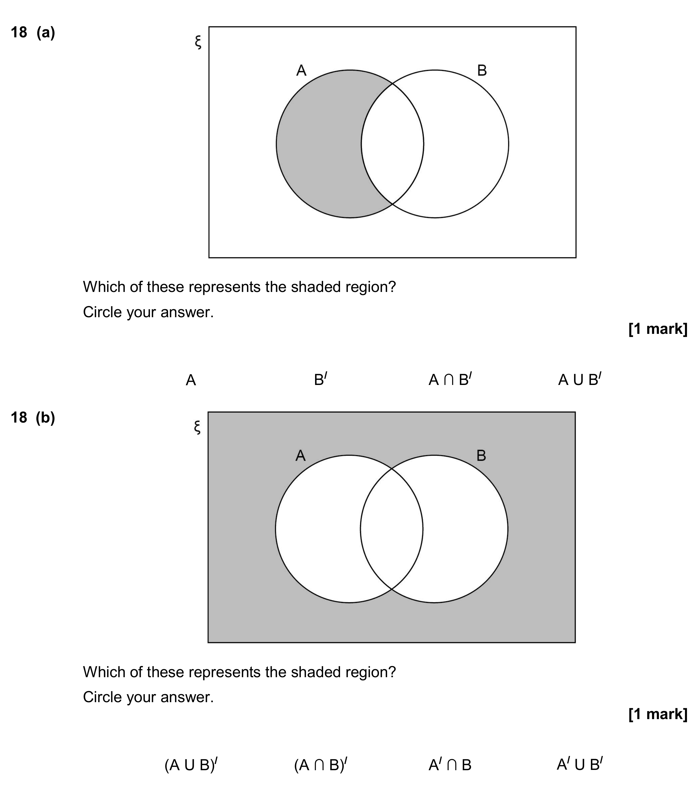 Question 18 — Venn Diagram — AQA GCSE November 2017