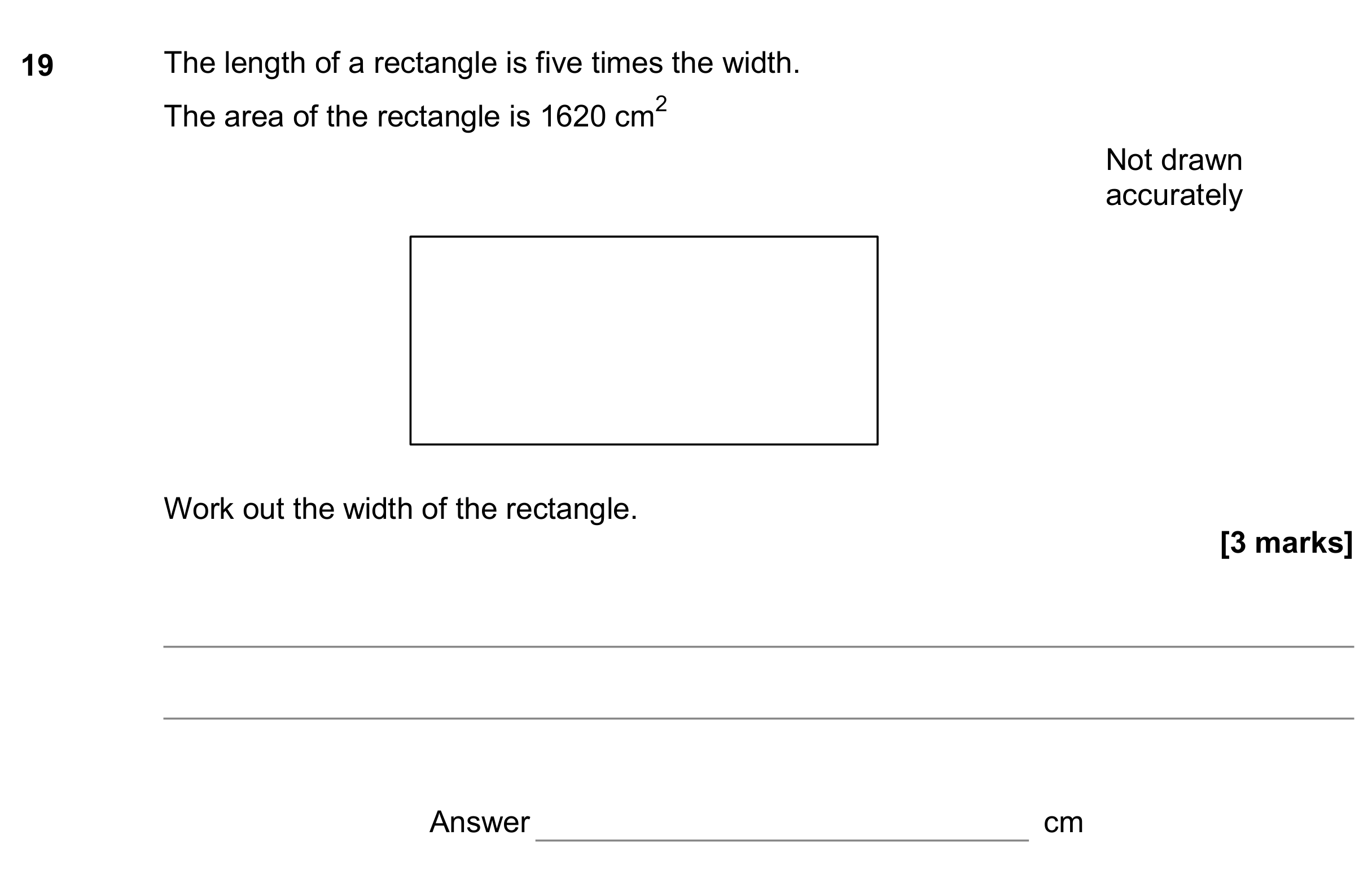 Question 19 — Perimeter and Area — AQA GCSE November 2017