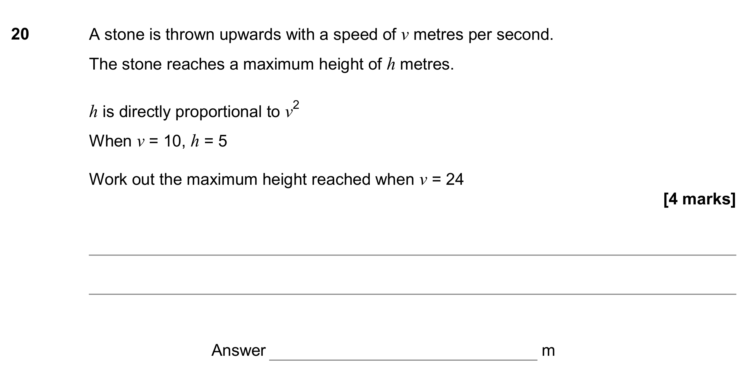 Question 20 — Proportion — AQA GCSE November 2017