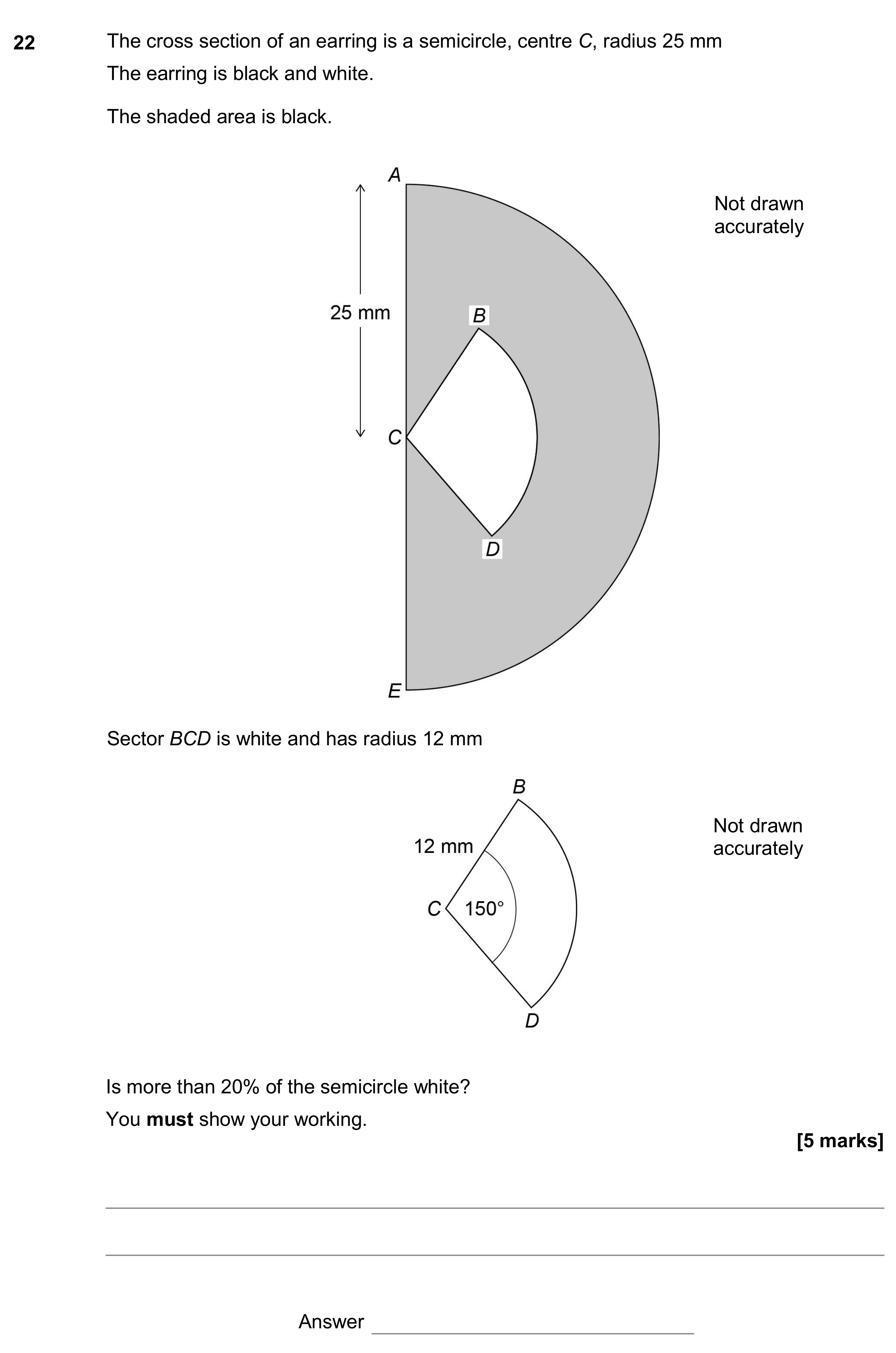 Question 22 — Perimeter and Area, Sectors — AQA GCSE November 2017