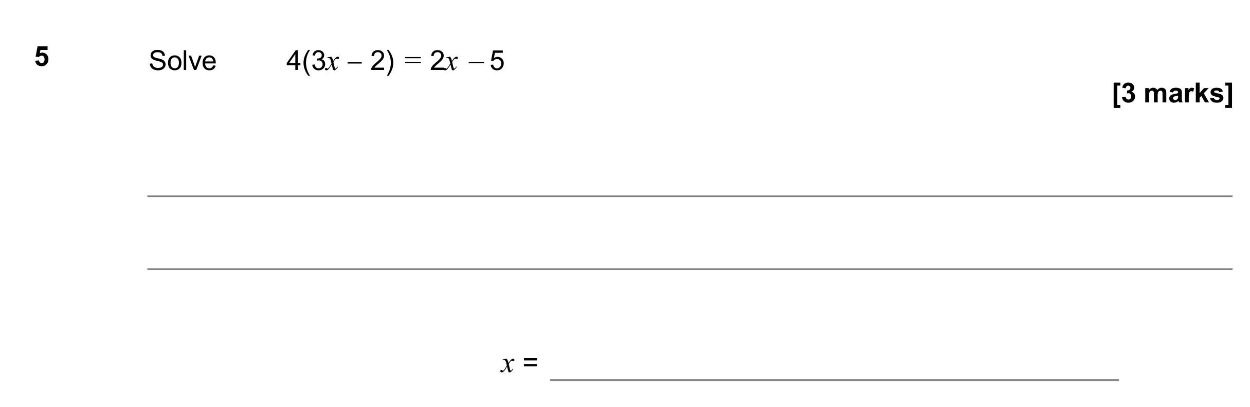 Question 5 — Linear Equations — AQA GCSE November 2017