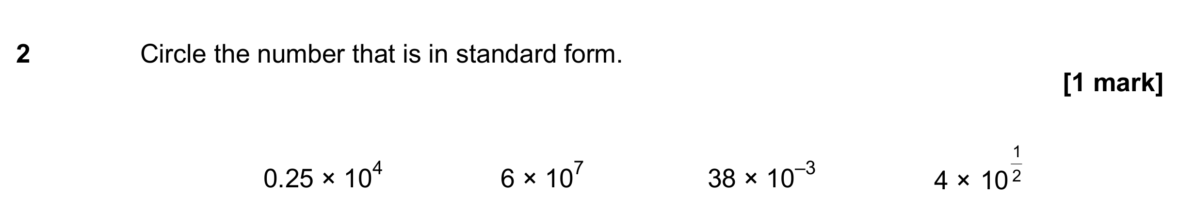 Question 2 — Standard Form — AQA GCSE June 2018