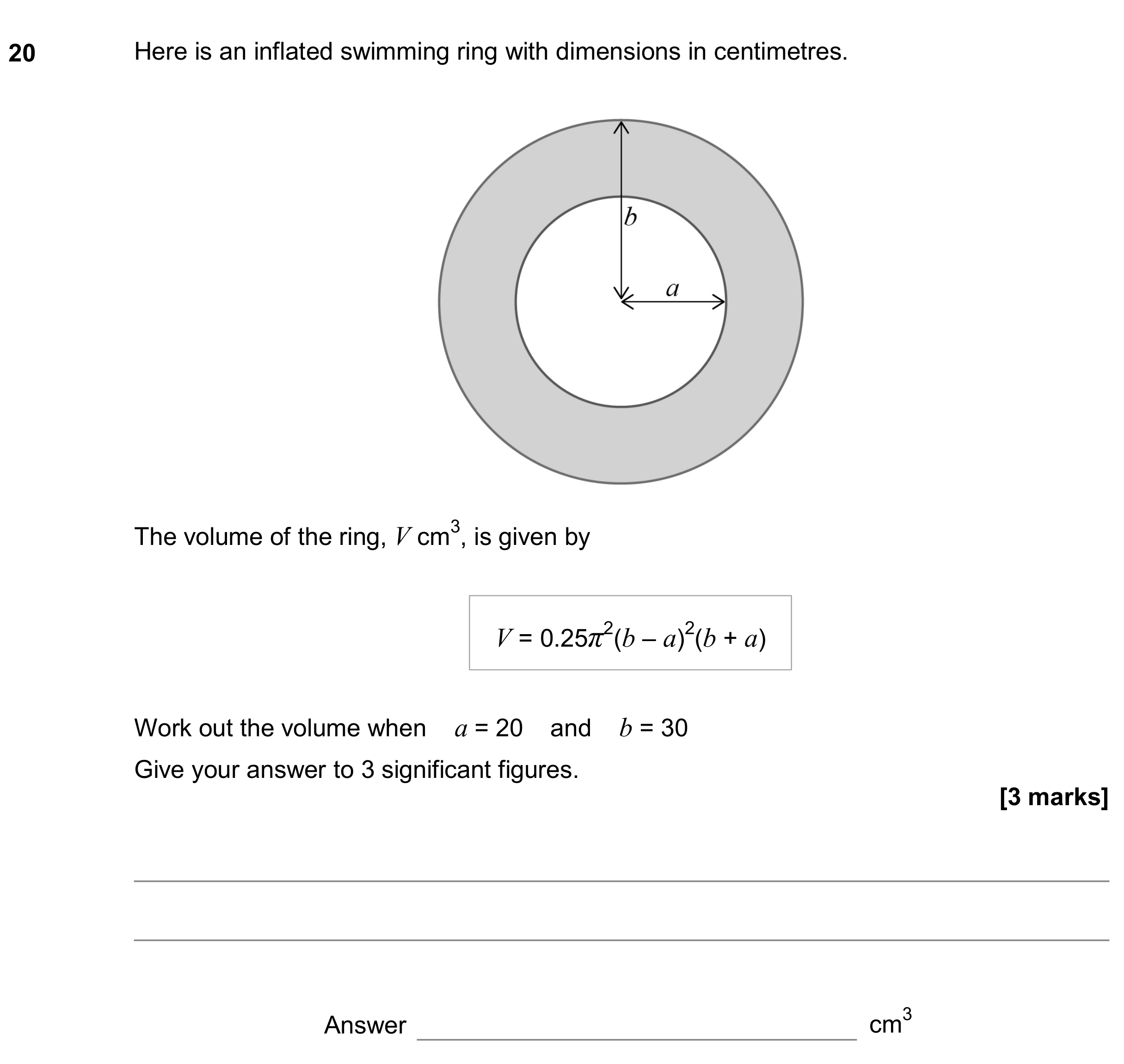 Question 20 — Formulae — AQA GCSE June 2018