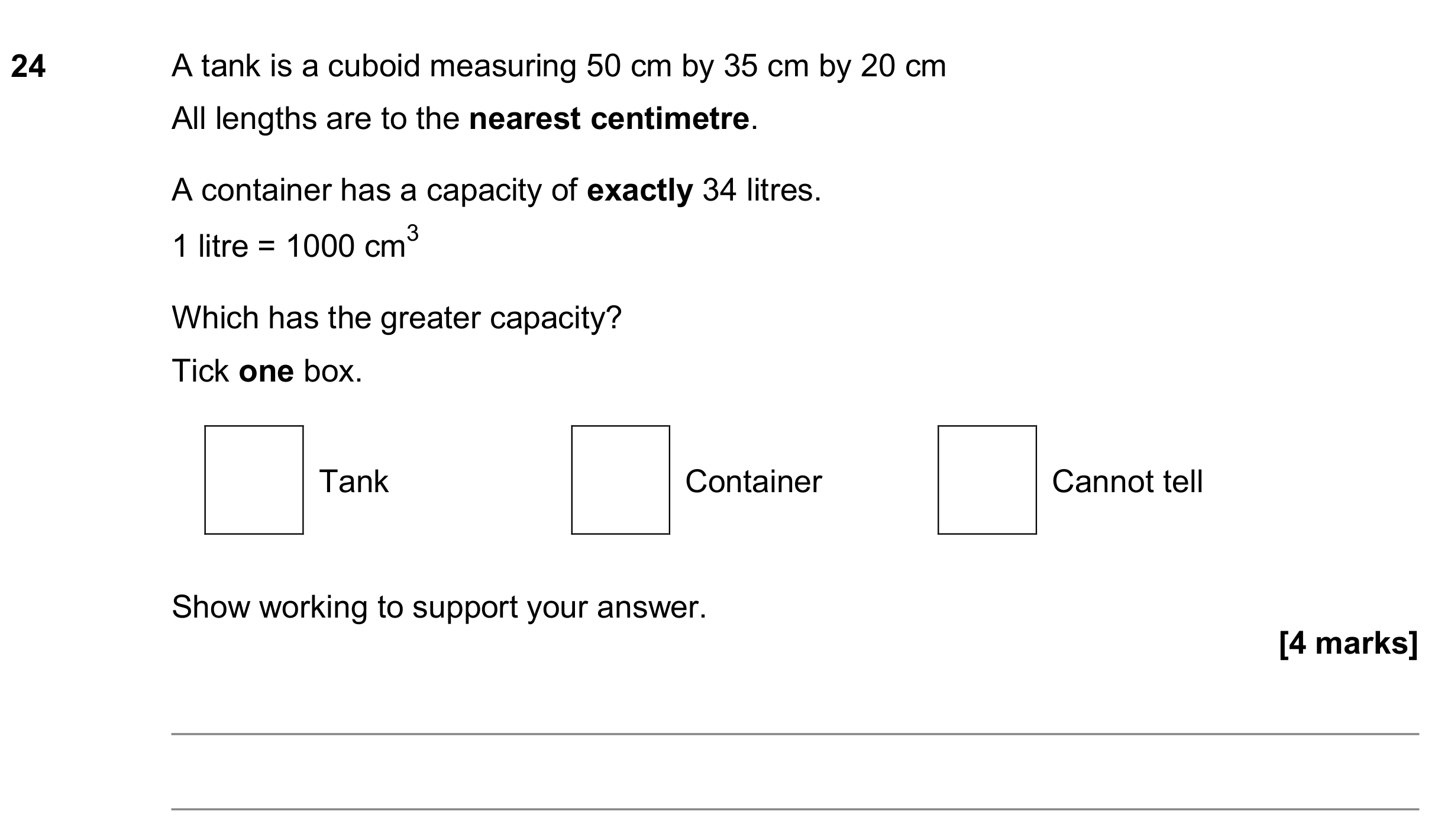 Question 24 — Surface Area and Volume, Rounding — AQA GCSE June 2018