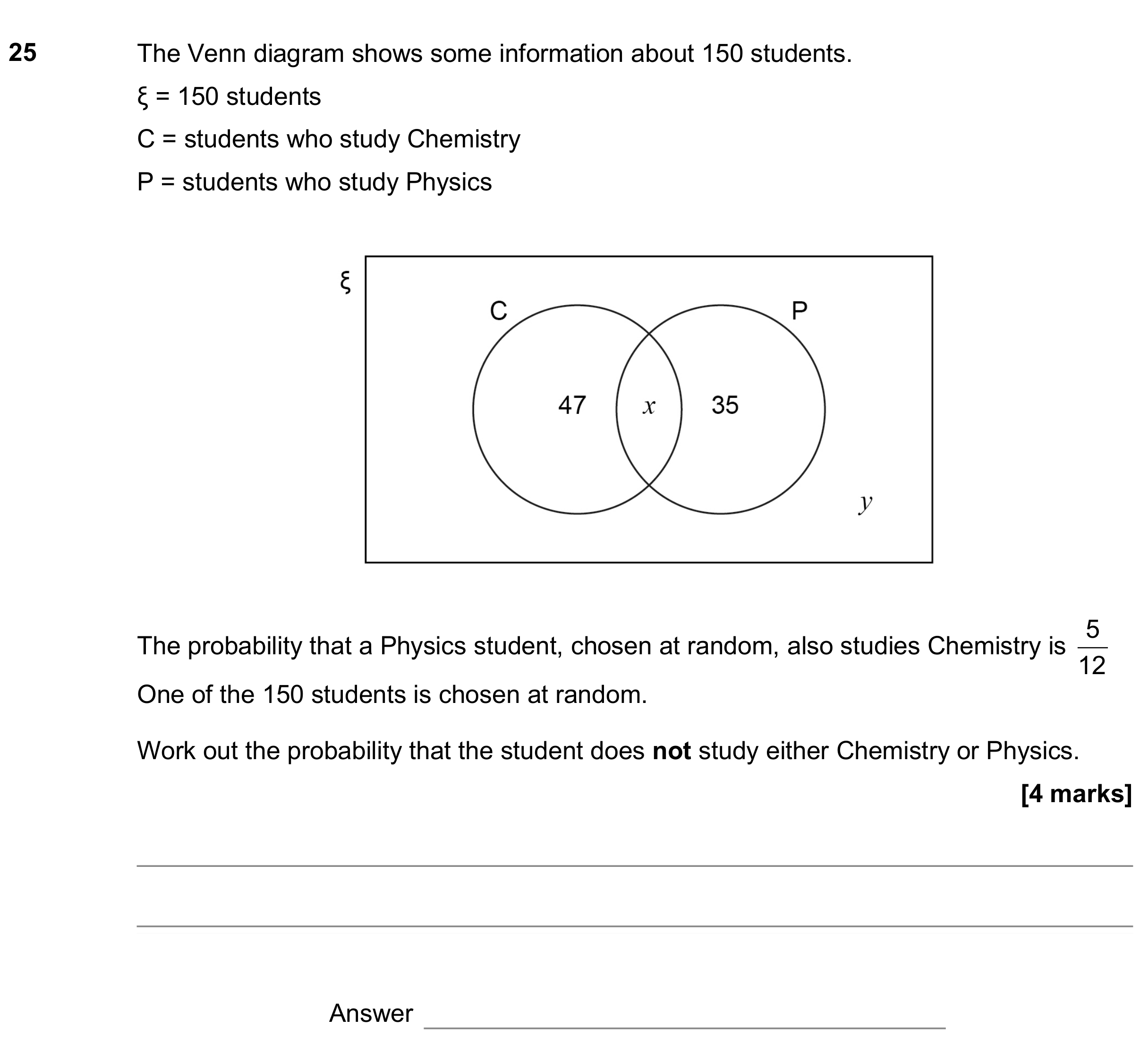 Question 25 — Venn Diagram — AQA GCSE June 2018
