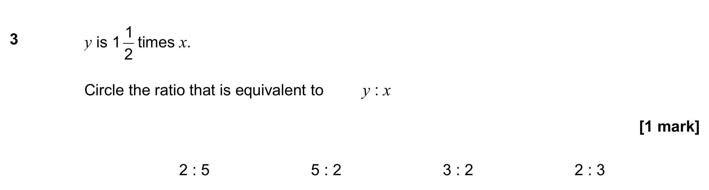 Question 3 — Ratios — AQA GCSE June 2018