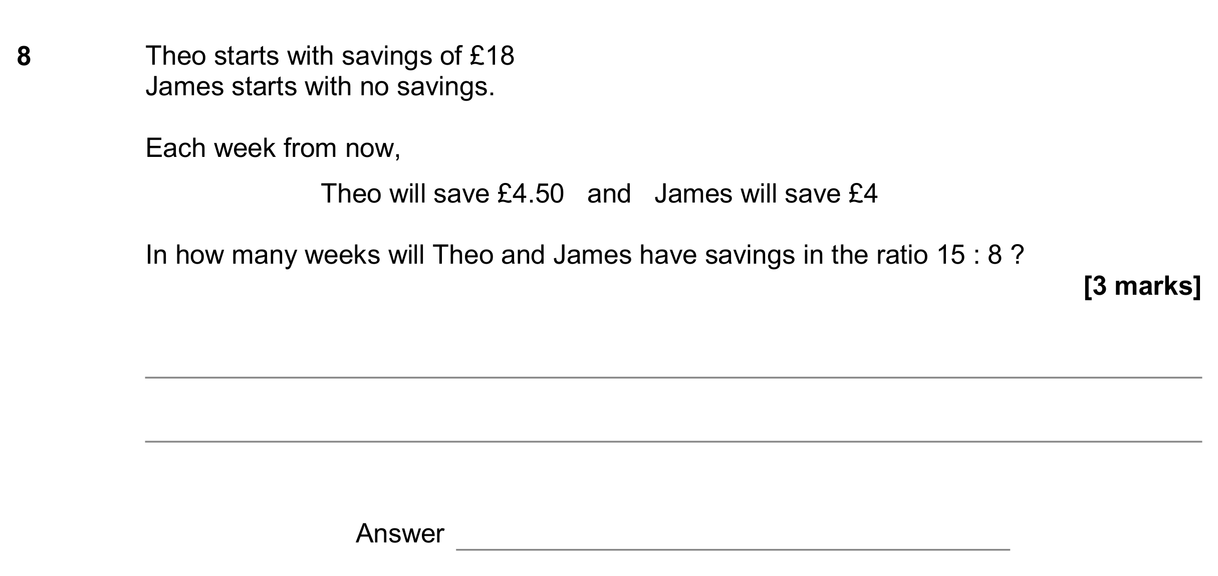 Question 8 — Ratios — AQA GCSE June 2018