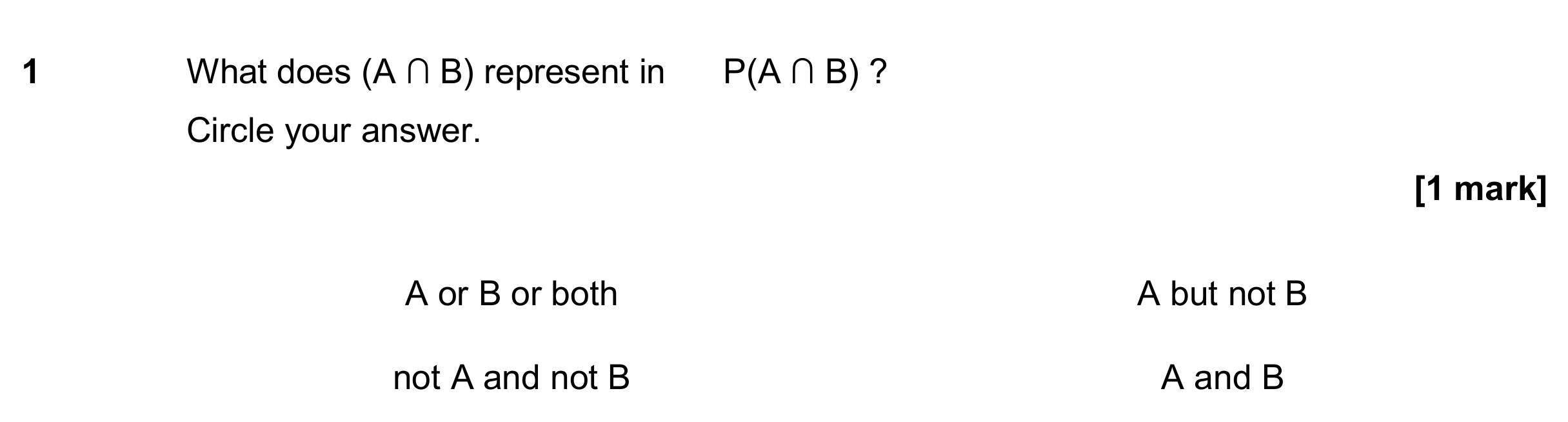Question 1 — Probability — AQA GCSE November 2018