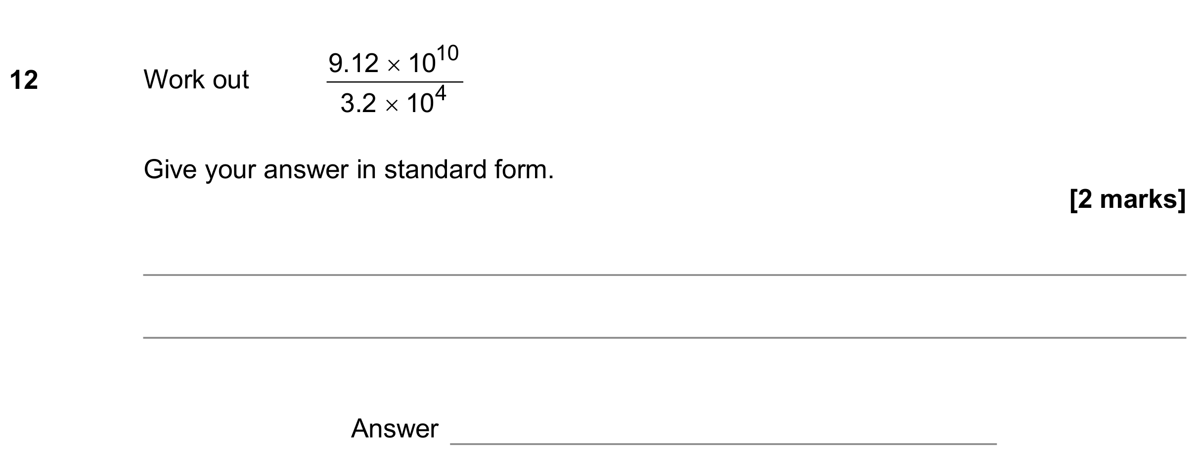 Question 12 — Standard Form — AQA GCSE November 2018