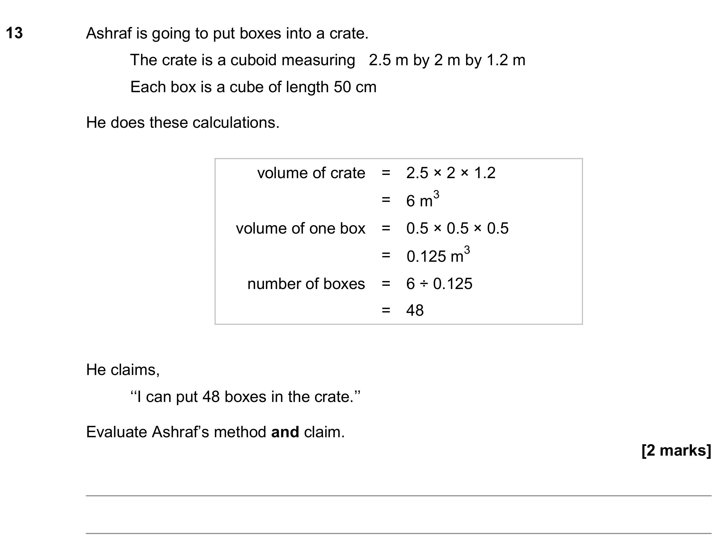 Question 13 — Surface Area and Volume — AQA GCSE November 2018