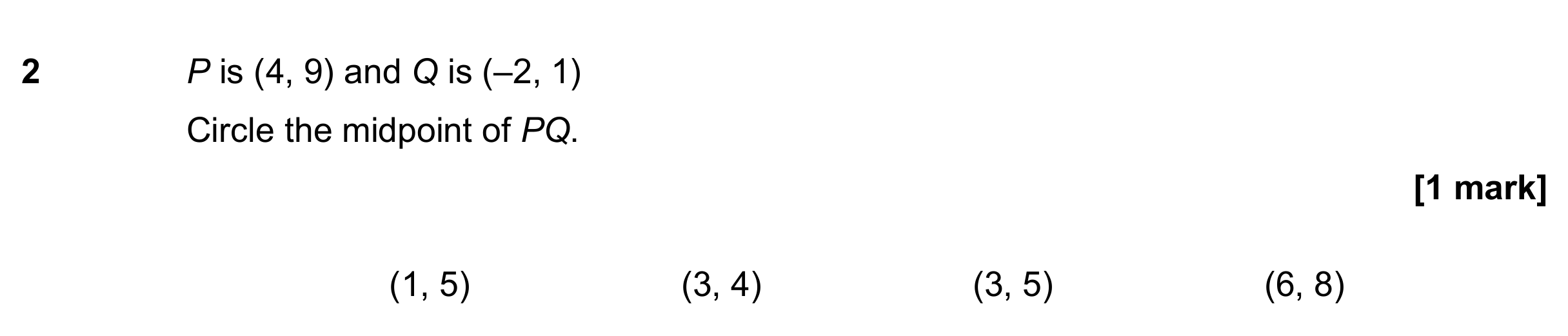 Question 2 — Midpoints — AQA GCSE November 2018