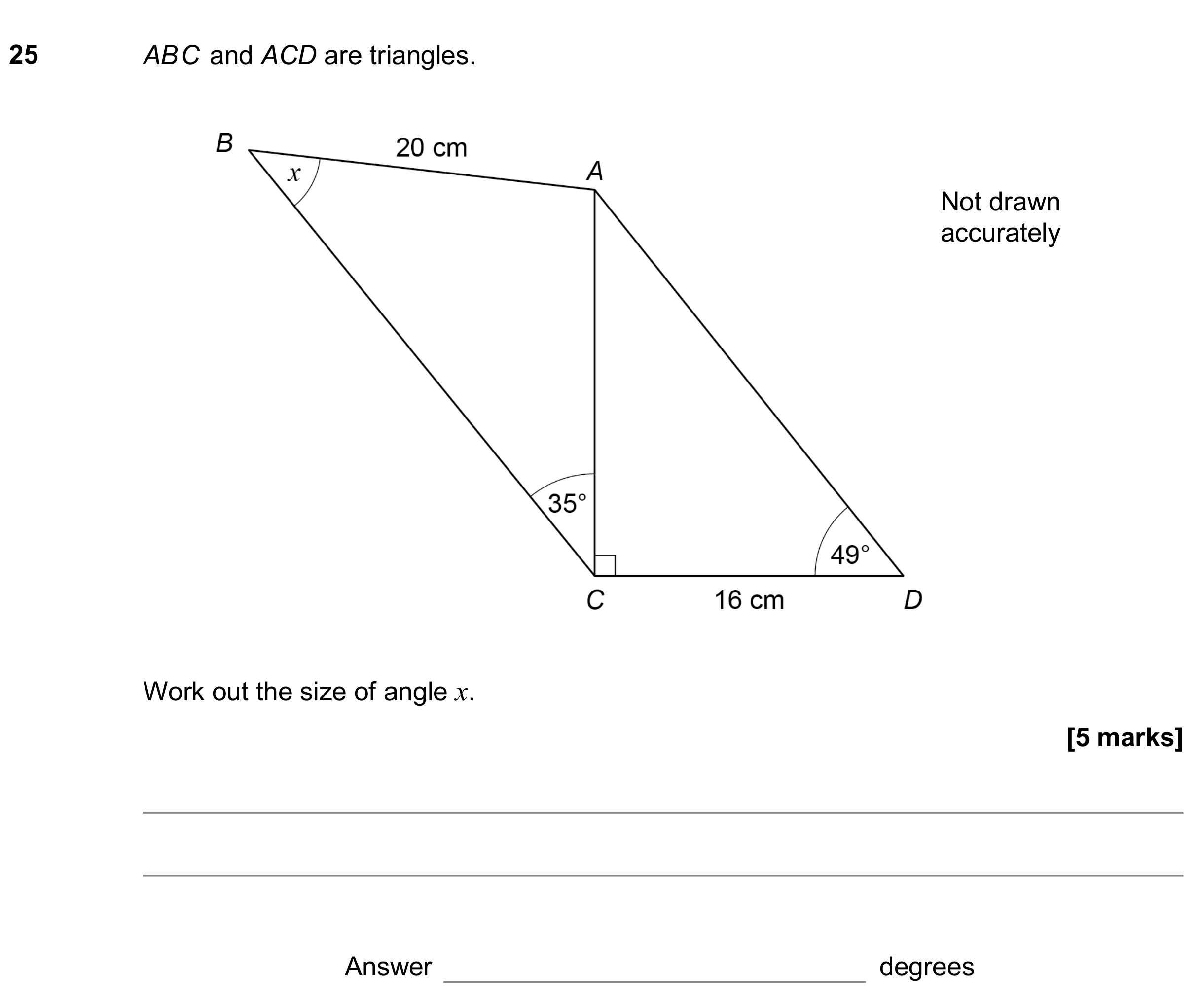 Question 25 — Trigonometry, Sine/Cosine Rule — AQA GCSE November 2018
