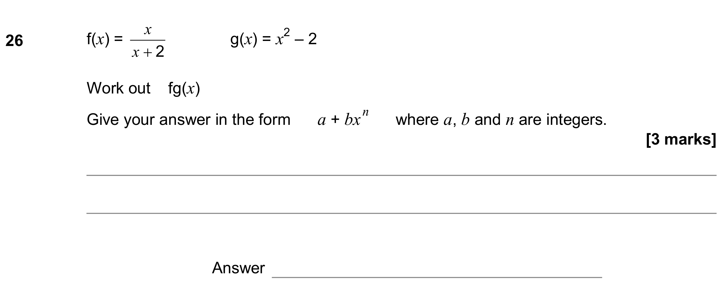 Question 26 — Functions — AQA GCSE November 2018