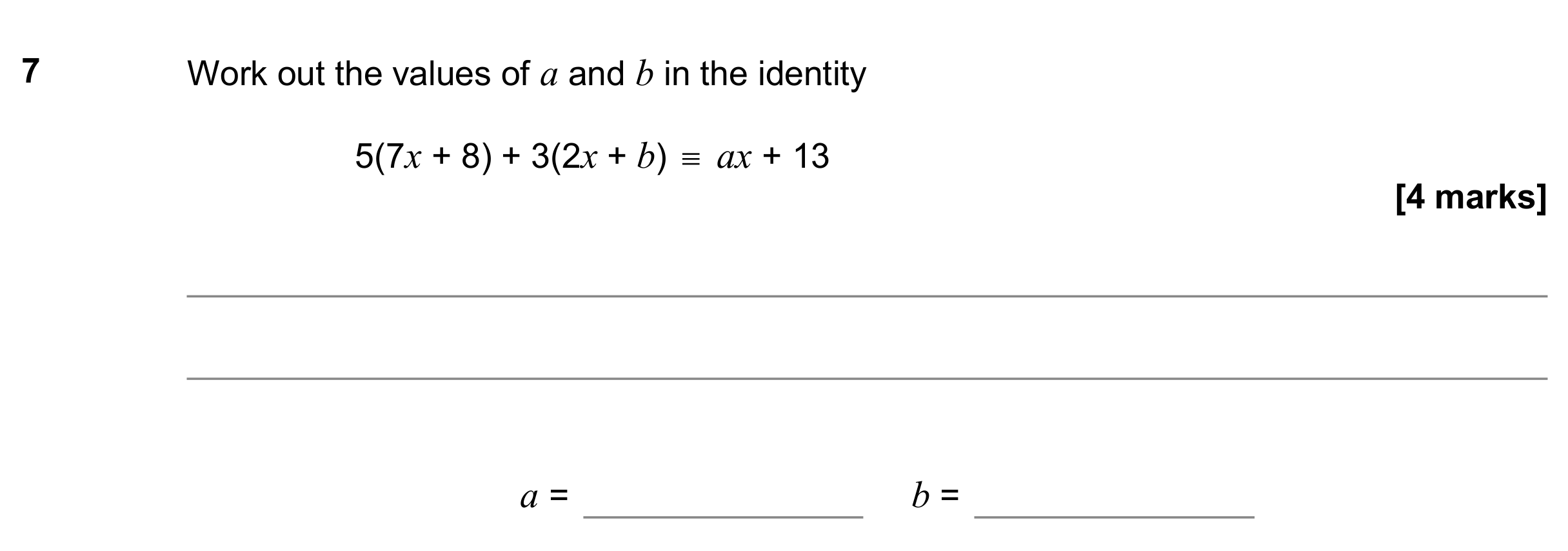 Question 7 — Identities — AQA GCSE November 2018