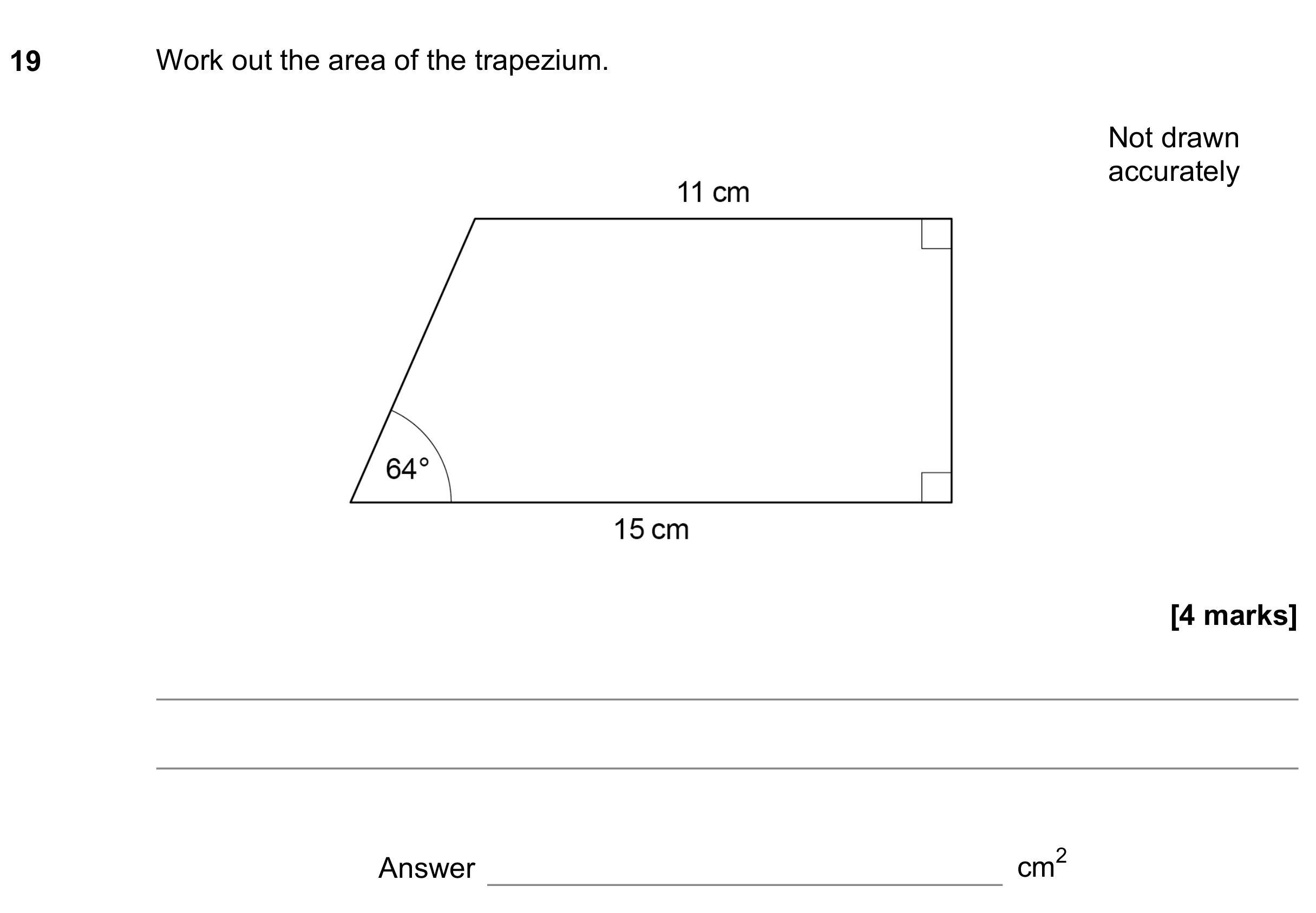 Question 19 — Perimeter and Area, Trigonometry — AQA GCSE June 2019