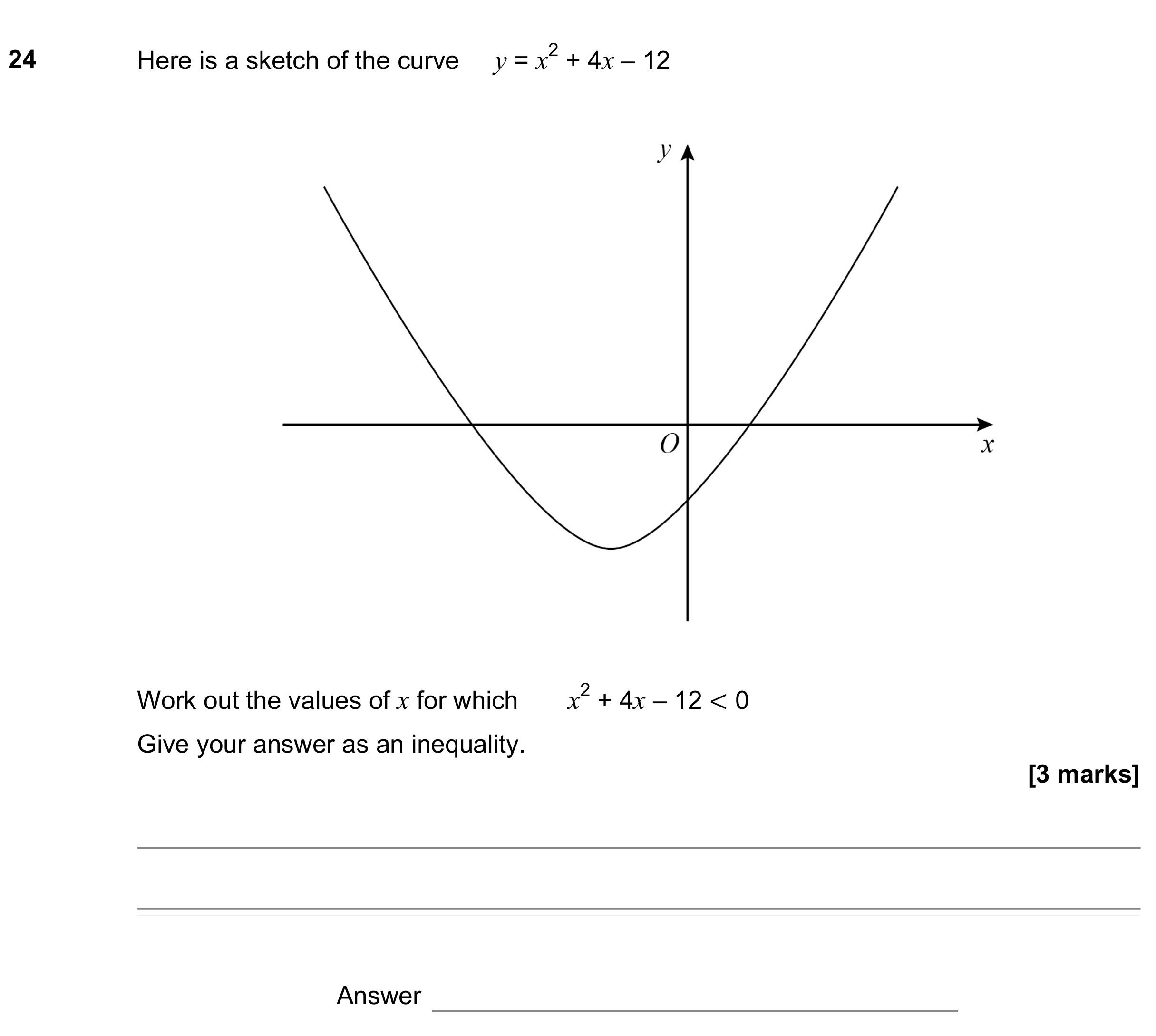 Question 24 — Inequalities — AQA GCSE June 2019