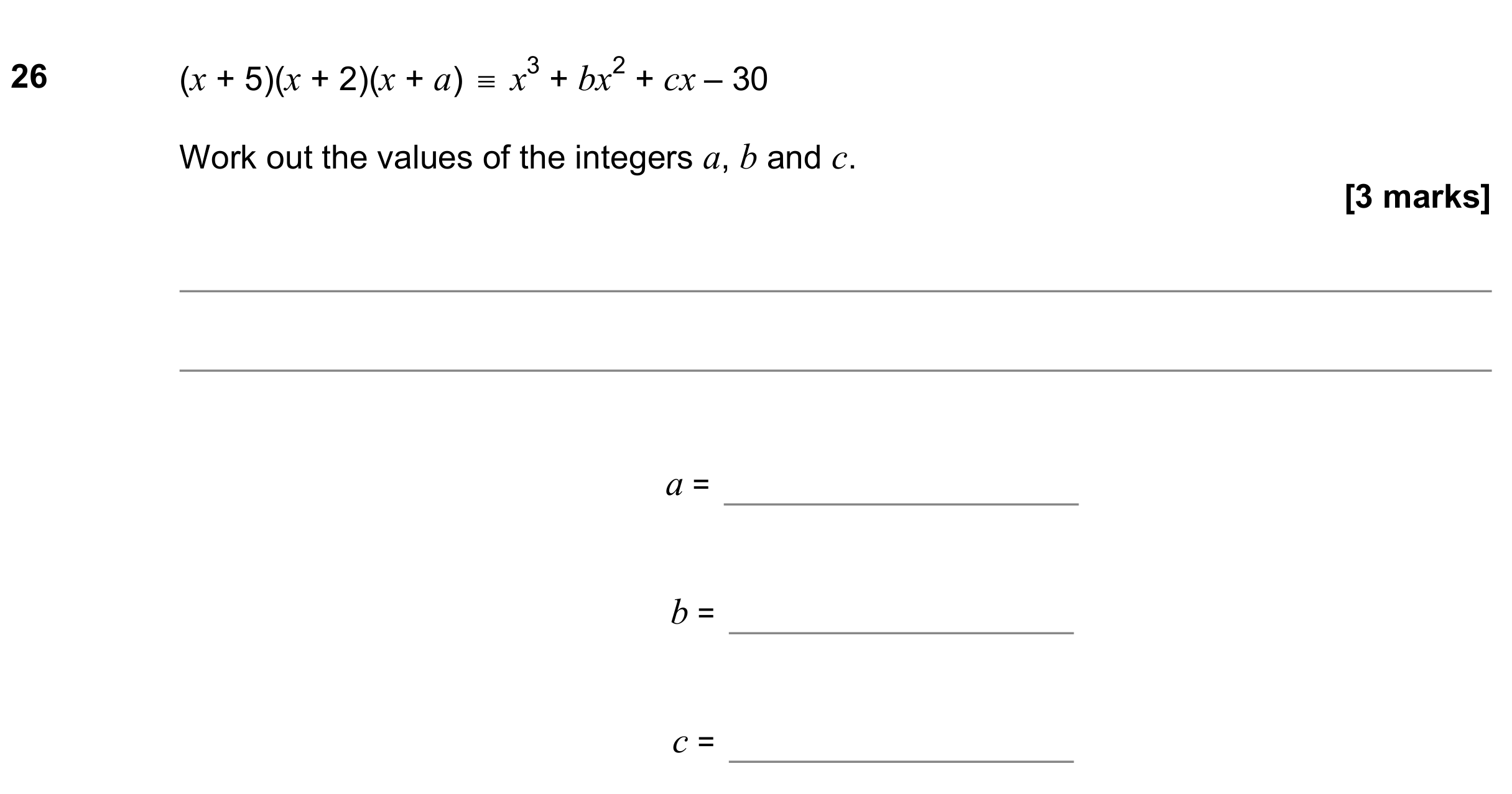 Question 26 — Identities — AQA GCSE June 2019