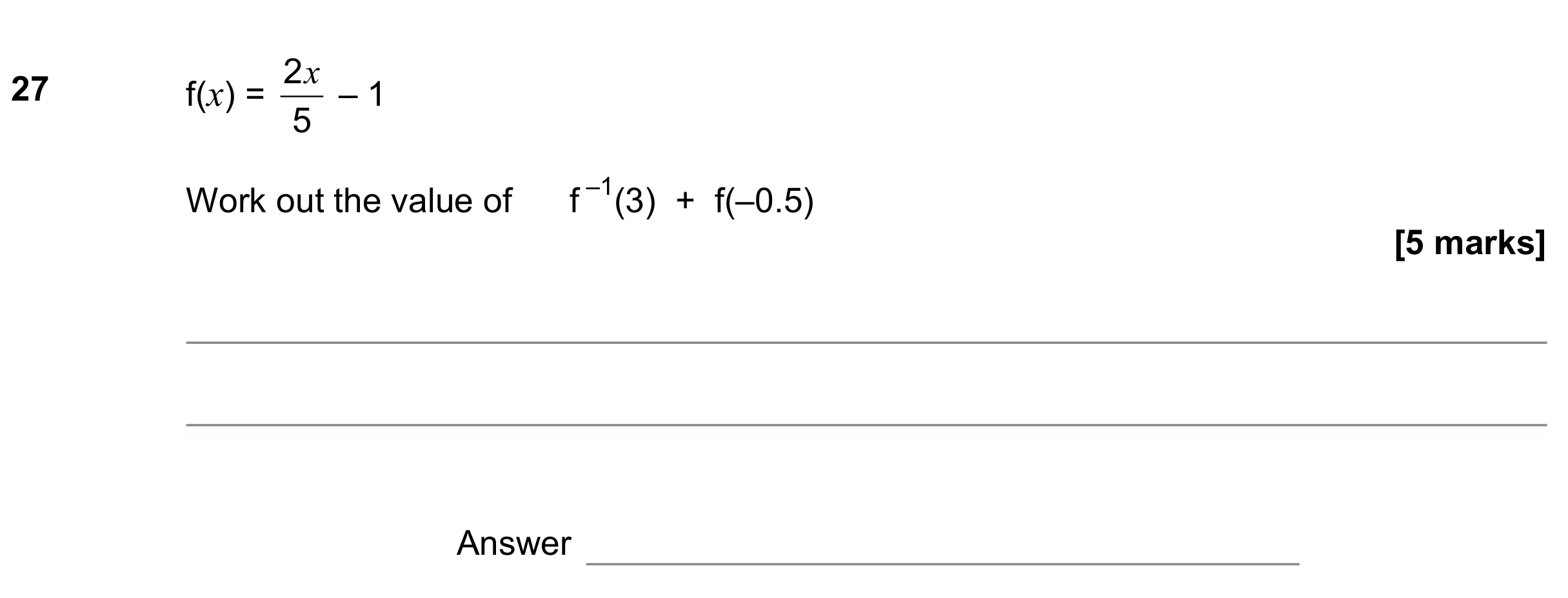 Question 27 — Functions — AQA GCSE June 2019