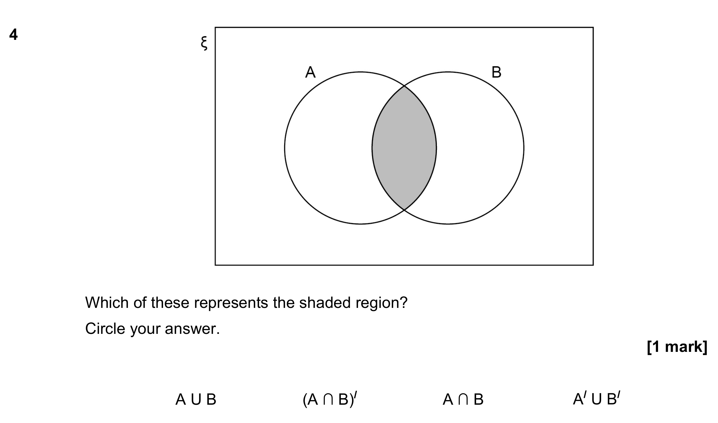 Question 4 — Venn Diagram — AQA GCSE June 2019