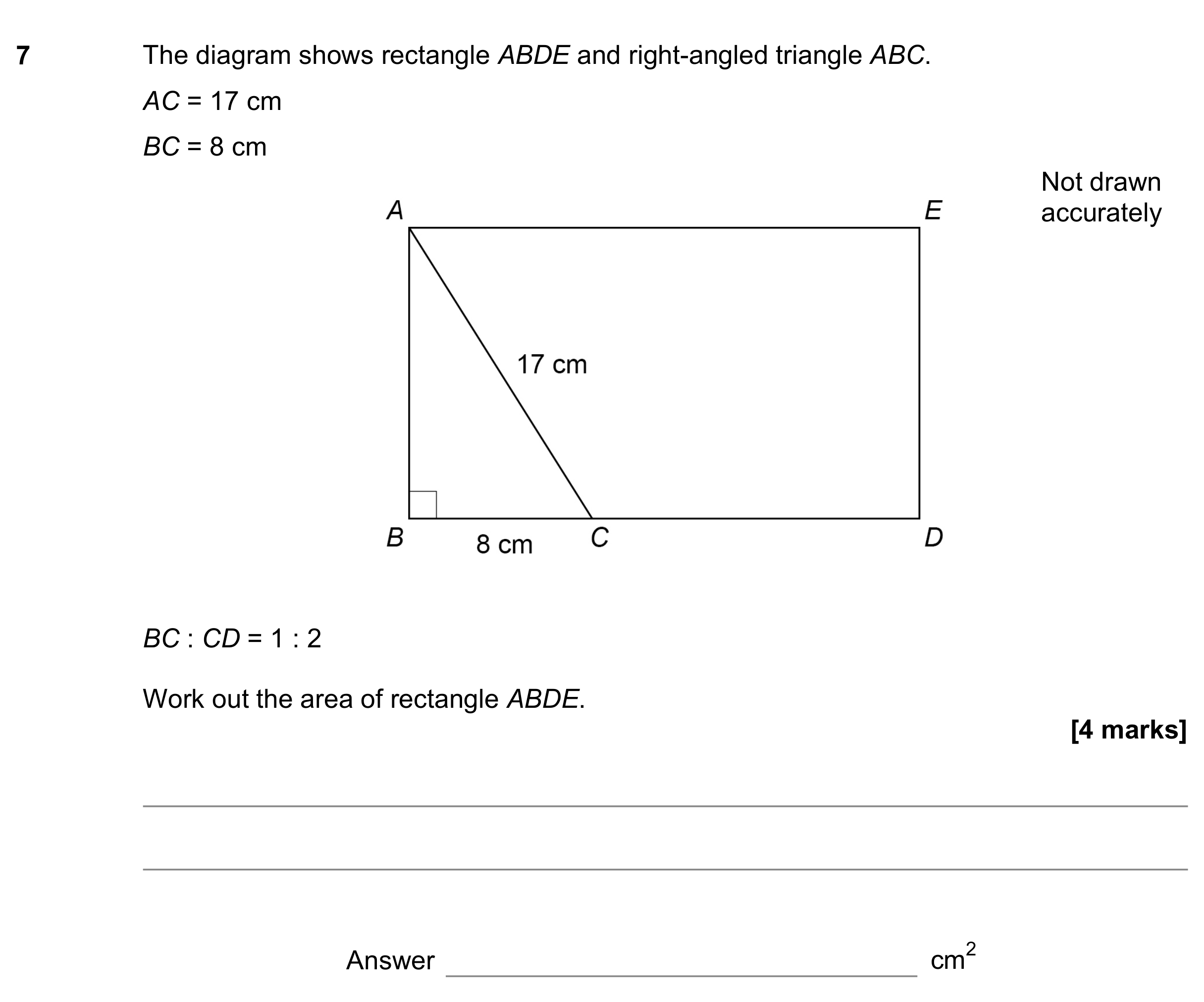 Question 7 — Perimeter and Area, Pythagoras, Ratios — AQA GCSE June 2019