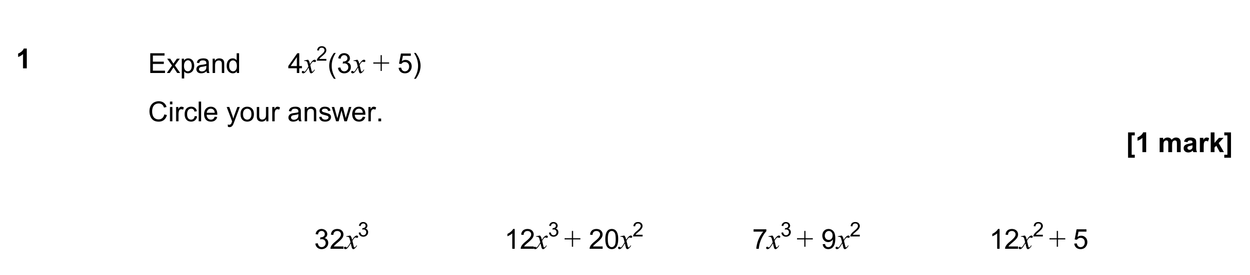 Question 1 — Algebra (Expand/Simplify/Factorise) — AQA GCSE November 2019