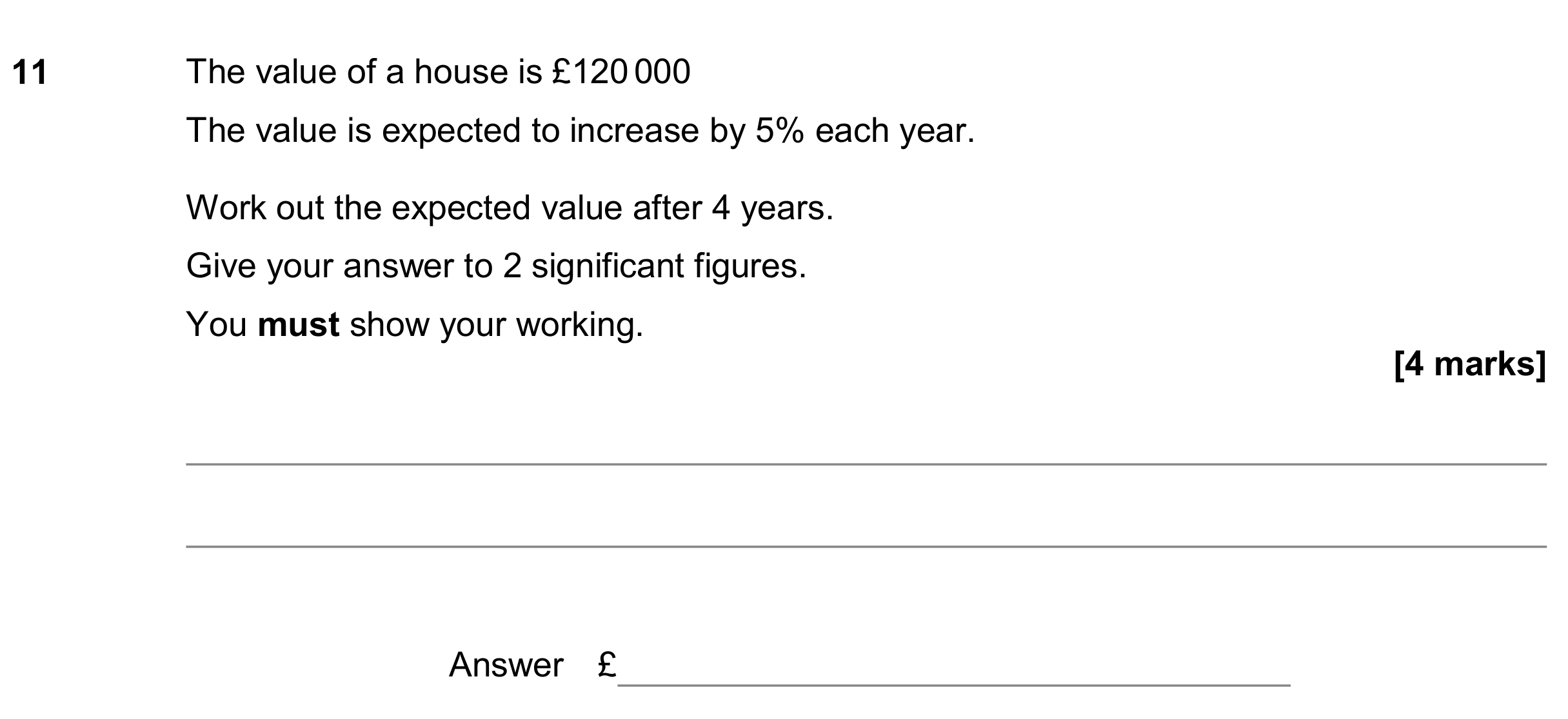 Question 11 — Compound Interest — AQA GCSE November 2019